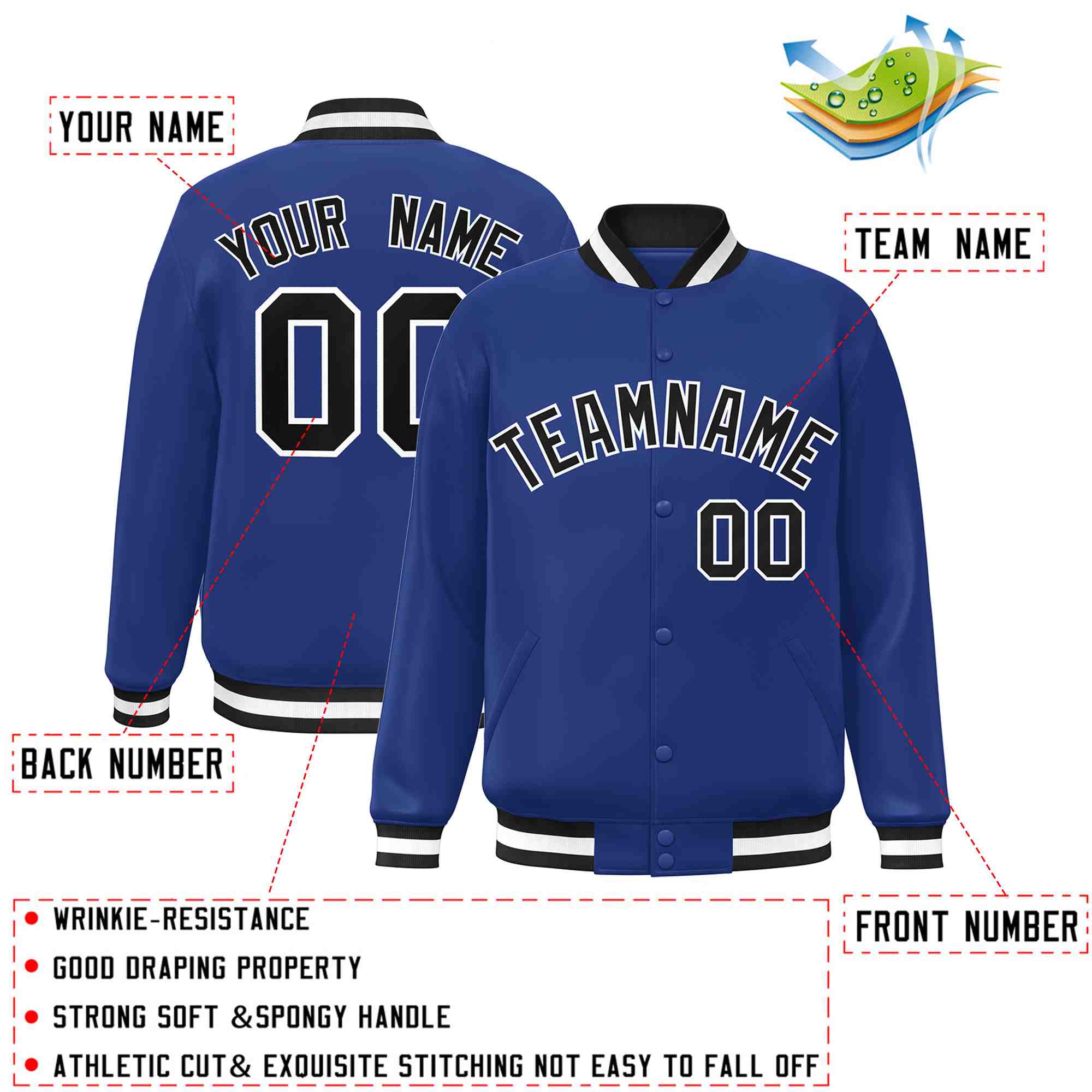Custom White Black-Gray Classic Style Varsity Full-Snap Letterman Jacket | KXKSHOP