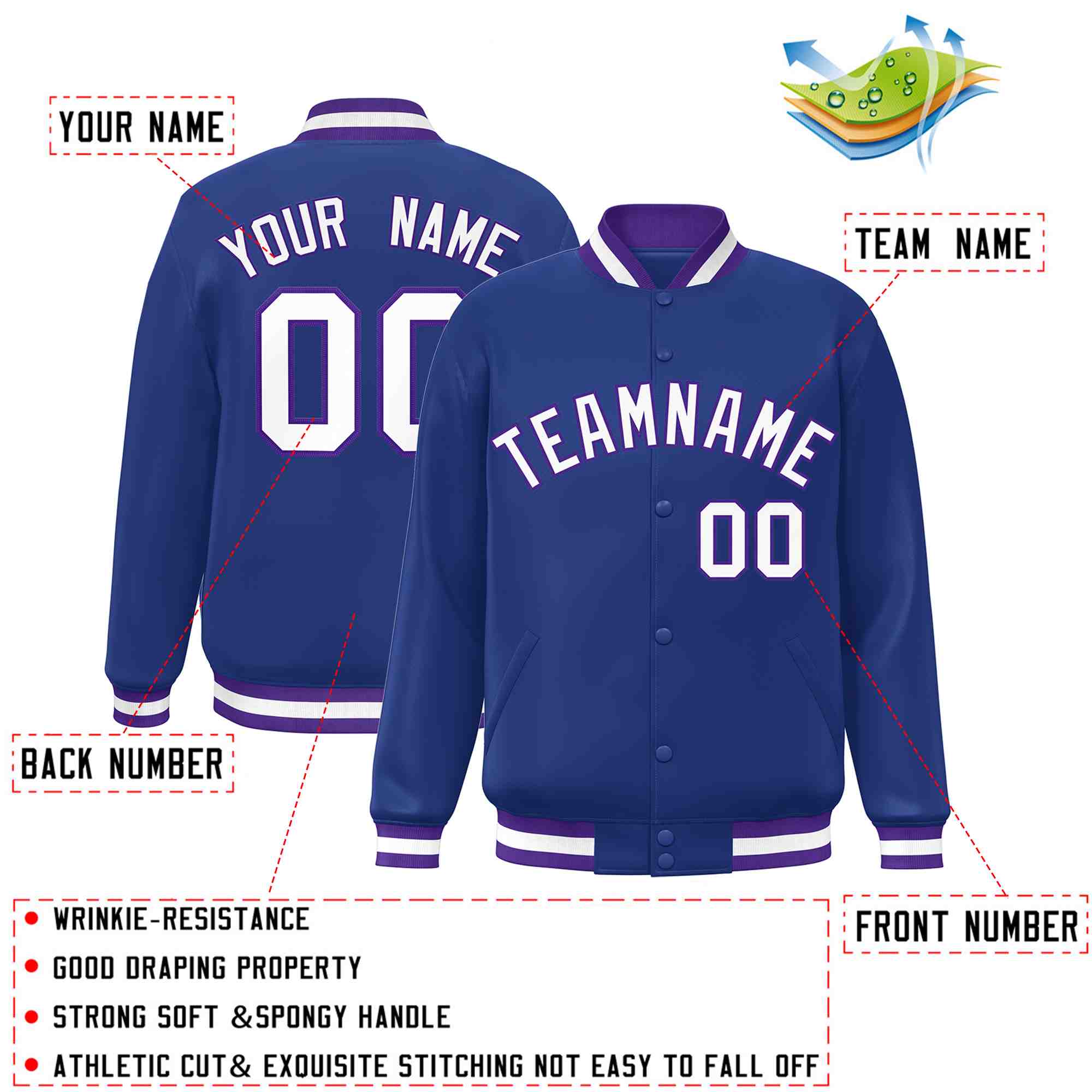 Custom White Black-Gray Classic Style Varsity Full-Snap Letterman Jacket | KXKSHOP