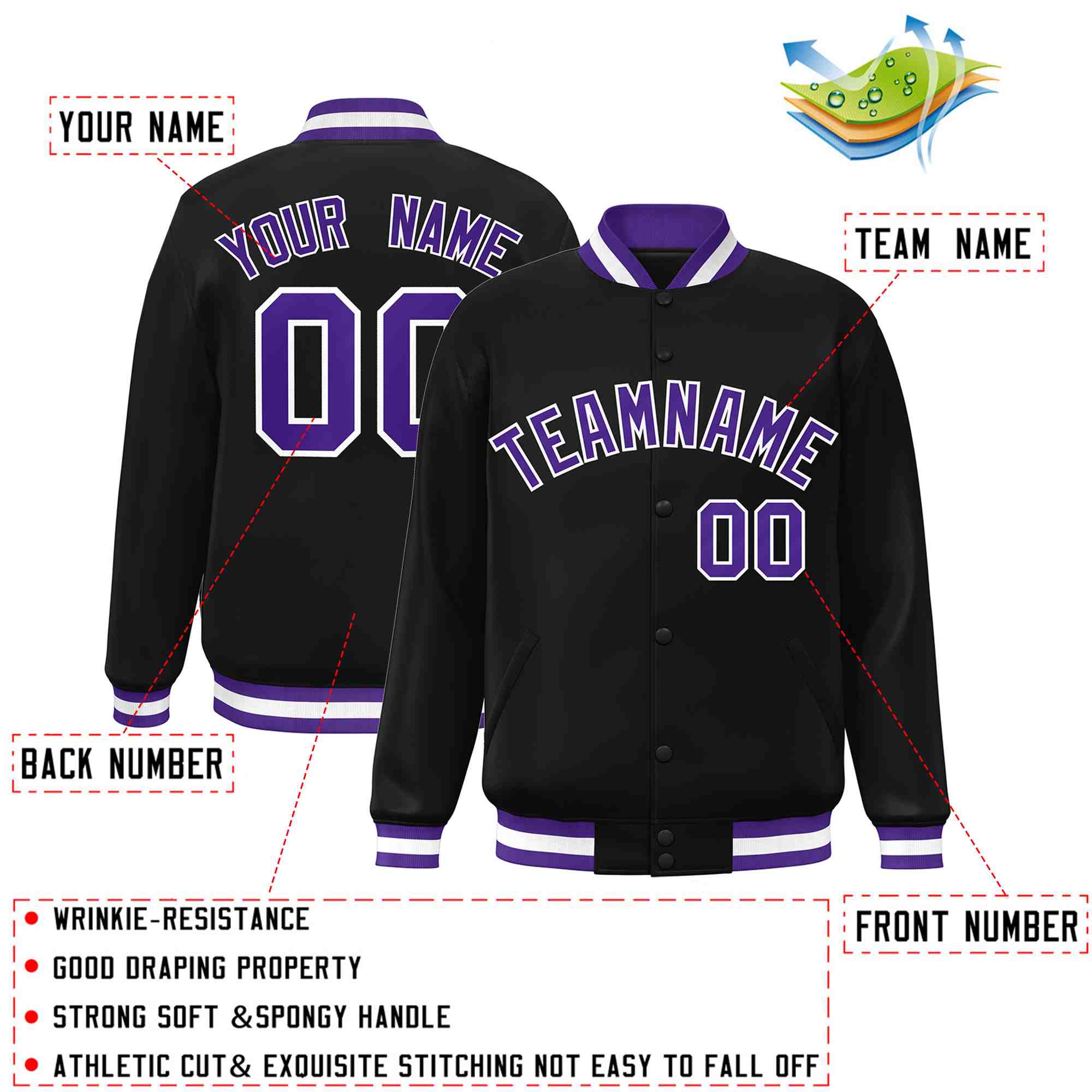 Custom White Black-Gray Classic Style Varsity Full-Snap Letterman Jacket | KXKSHOP