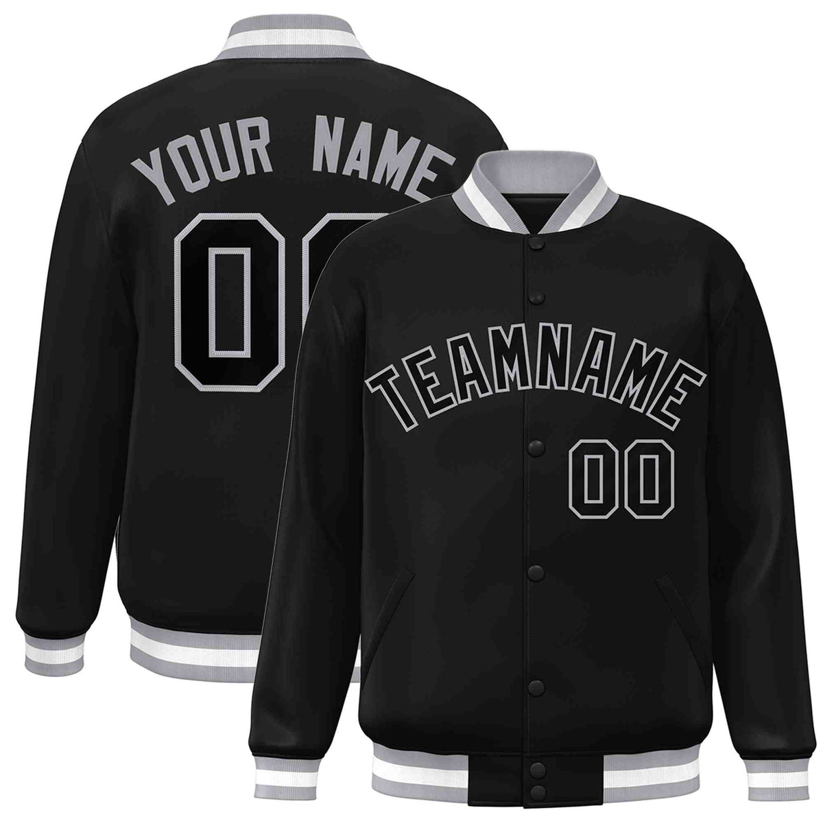 Custom White Black-Gray Classic Style Varsity Full-Snap Letterman Jacket | KXKSHOP