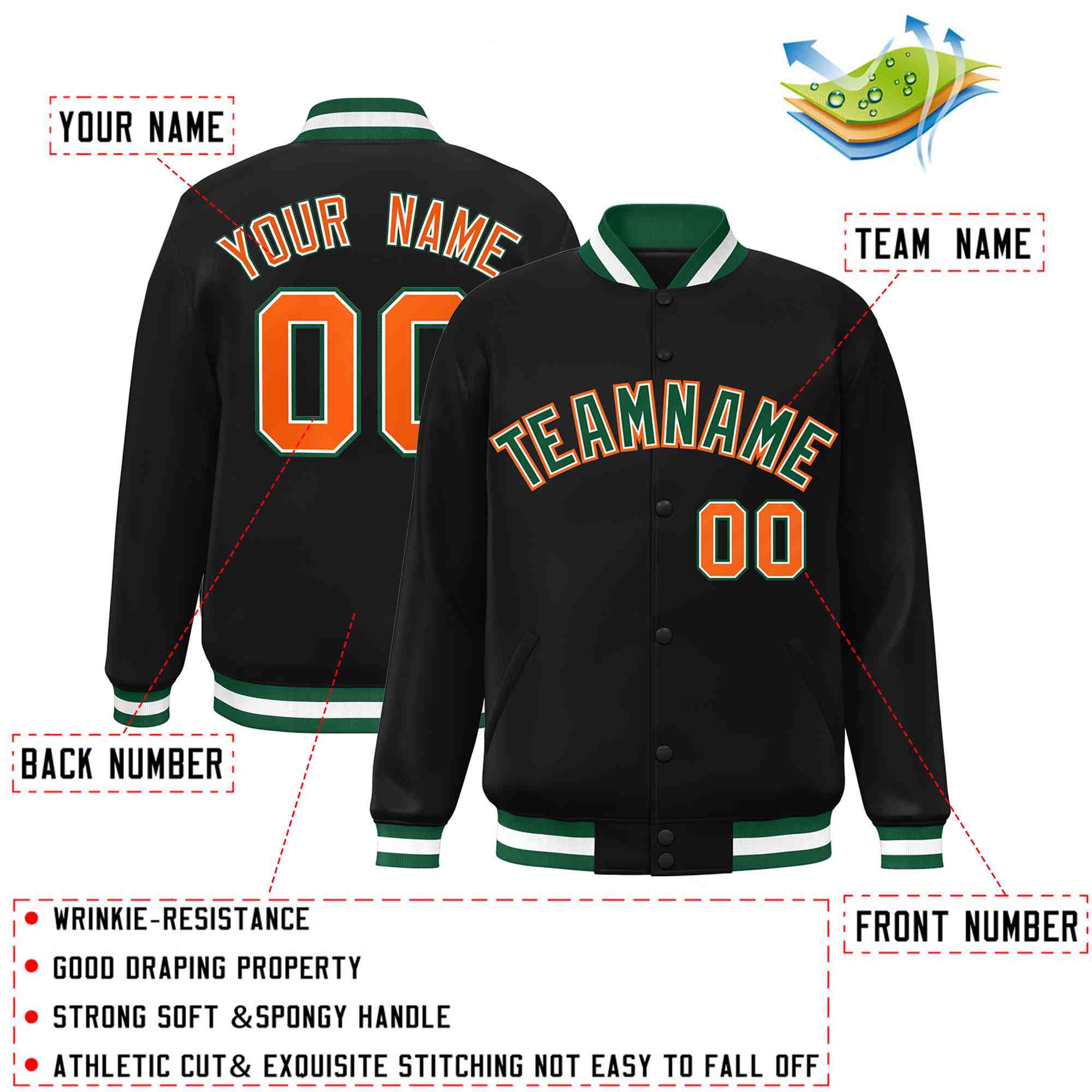 Custom White Black-Gray Classic Style Varsity Full-Snap Letterman Jacket | KXKSHOP
