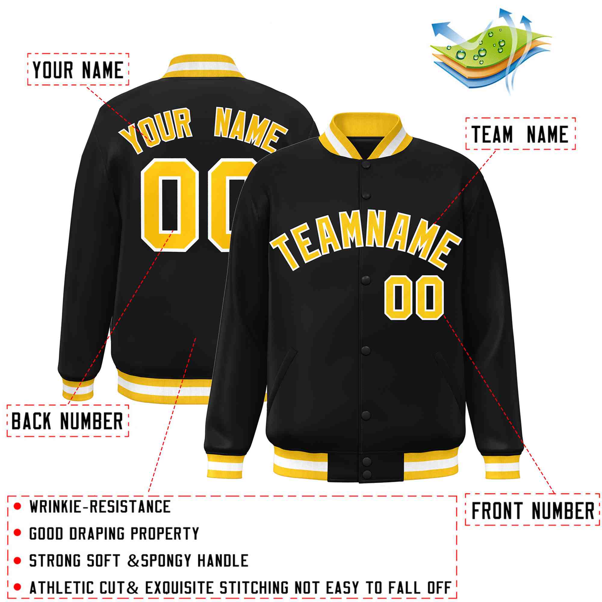 Custom White Black-Gray Classic Style Varsity Full-Snap Letterman Jacket | KXKSHOP