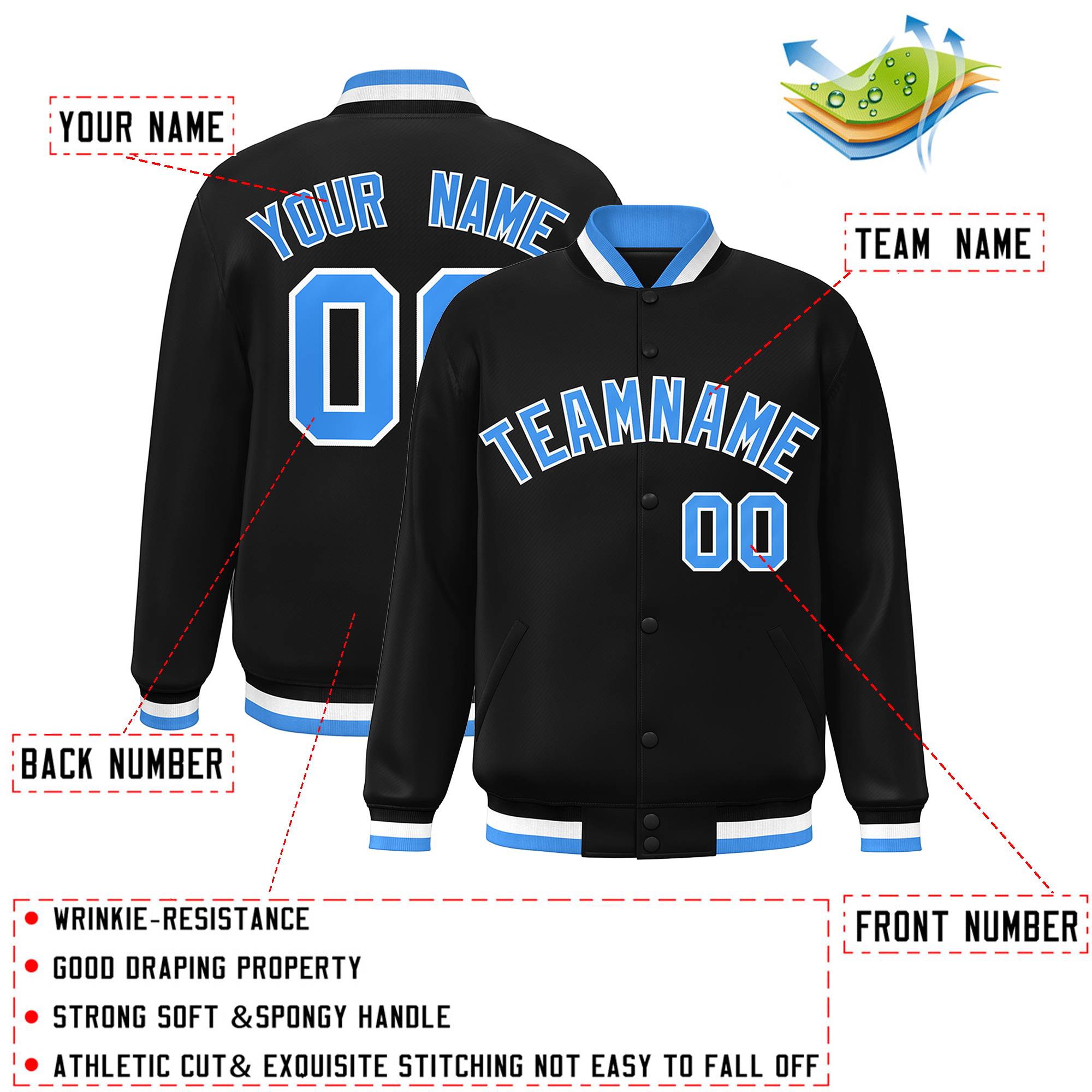 Custom White Black-Gray Classic Style Varsity Full-Snap Letterman Jacket | KXKSHOP