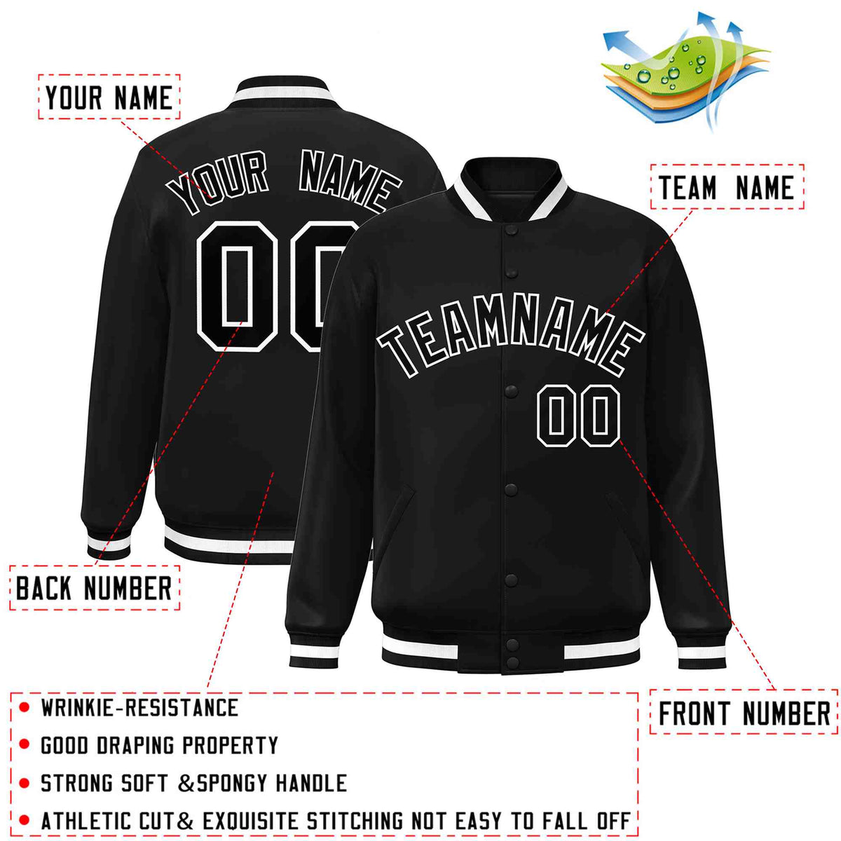 Custom White Black-Gray Classic Style Varsity Full-Snap Letterman Jacket | KXKSHOP