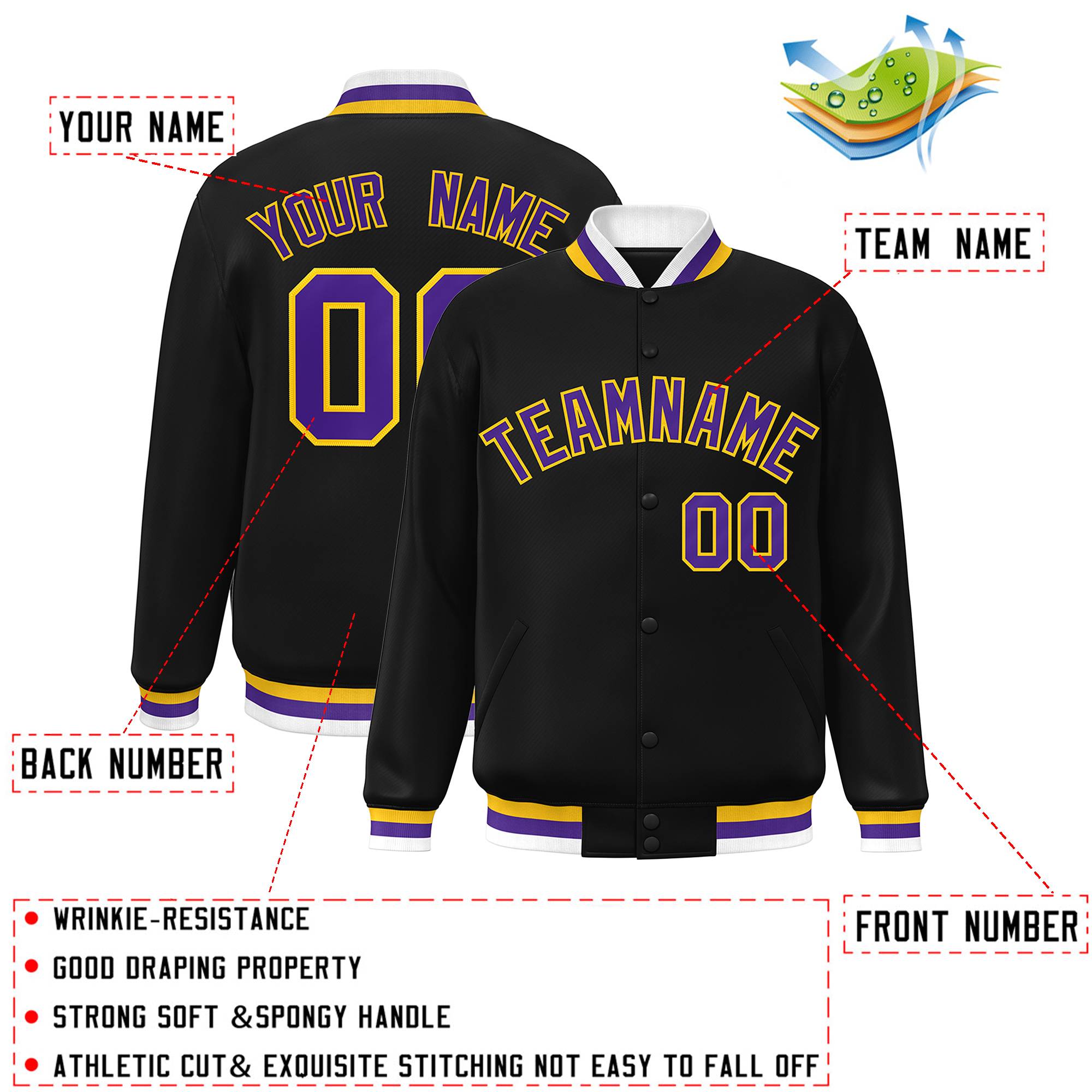 Custom White Black-Gray Classic Style Varsity Full-Snap Letterman Jacket | KXKSHOP