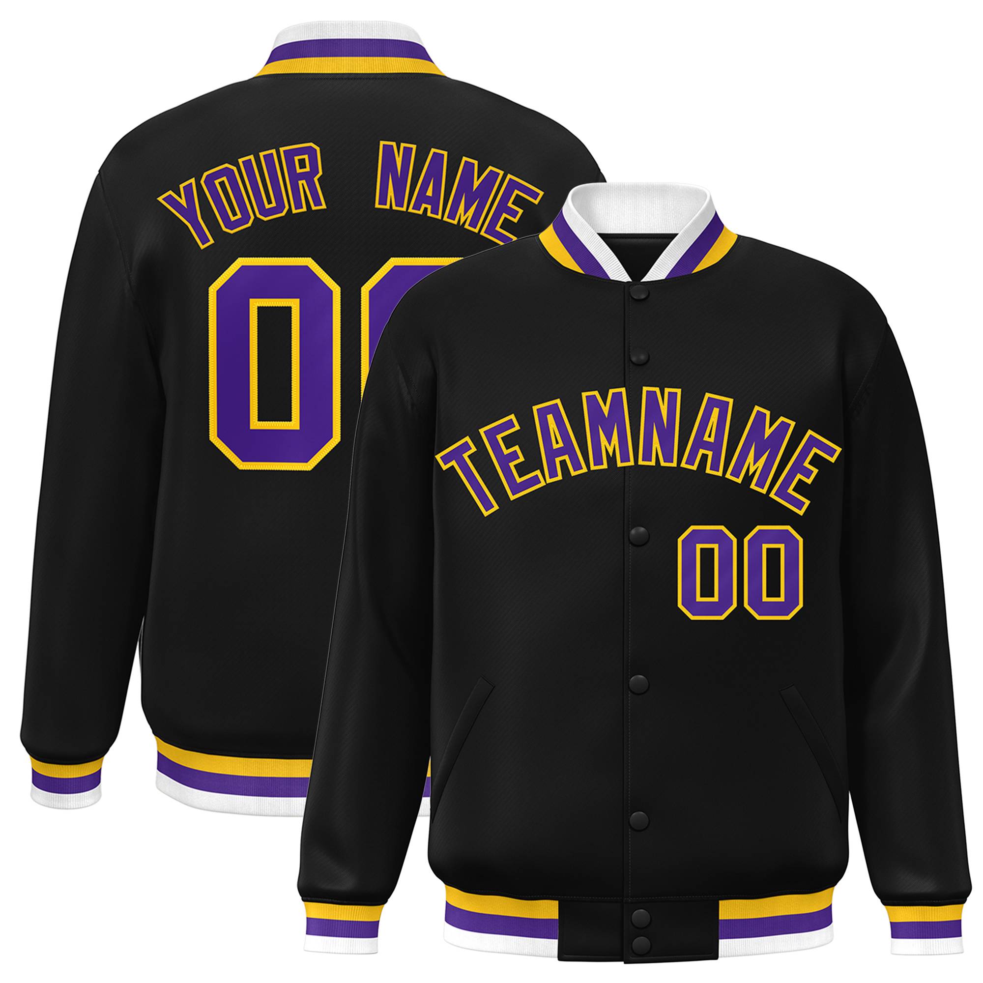 Custom White Black-Gray Classic Style Varsity Full-Snap Letterman Jacket | KXKSHOP