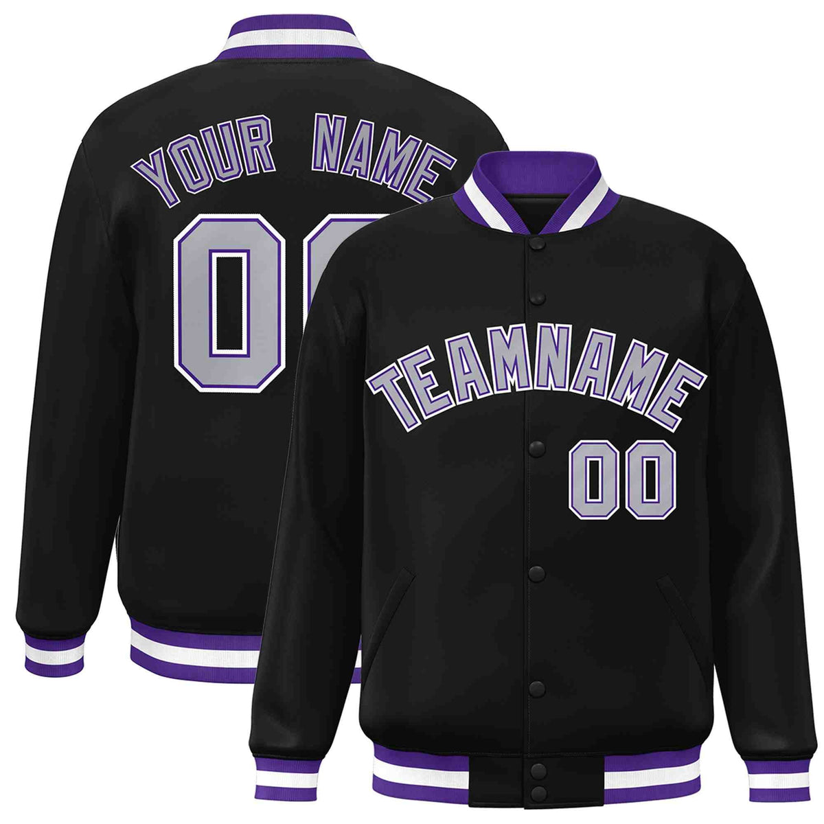 Custom White Black-Gray Classic Style Varsity Full-Snap Letterman Jacket | KXKSHOP