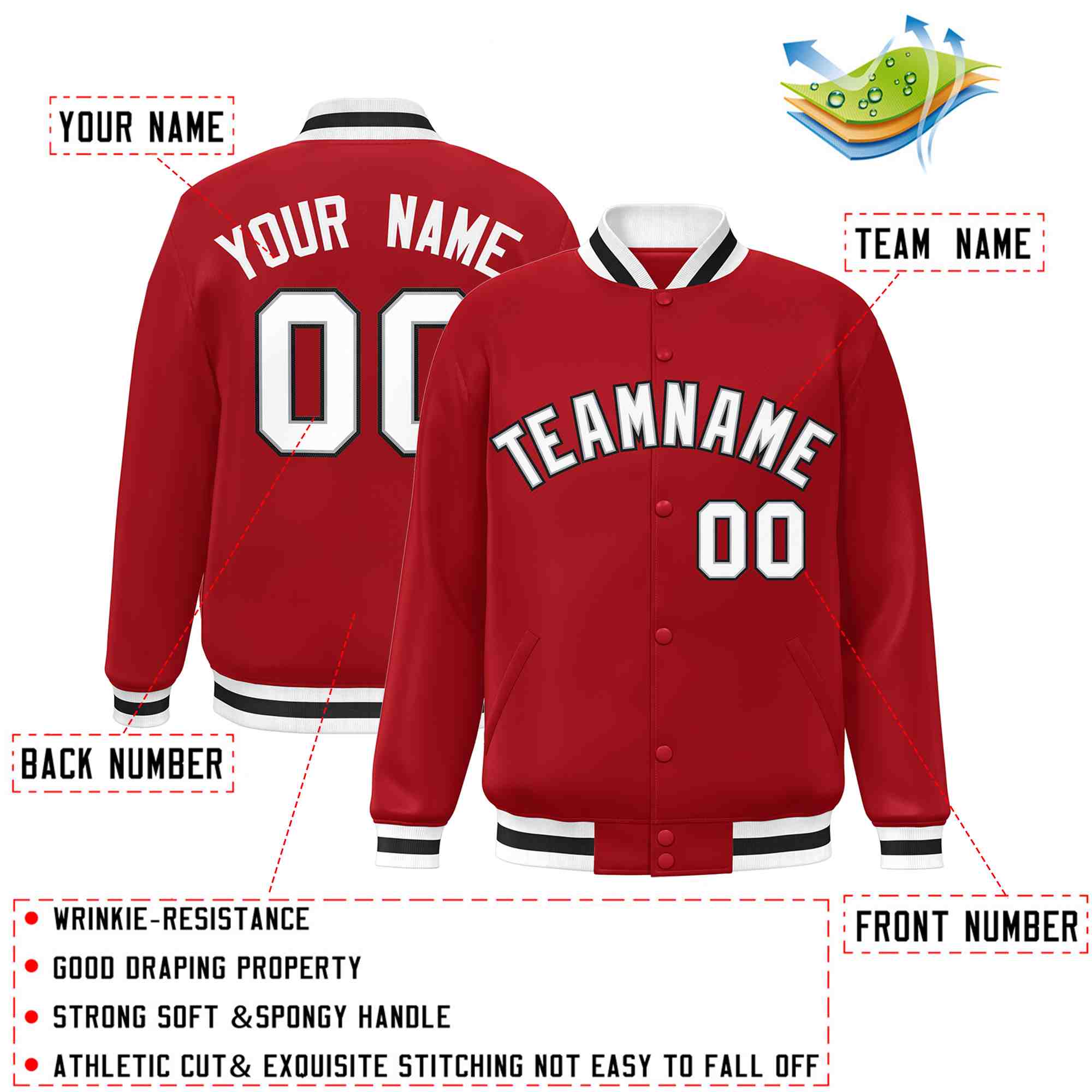 Custom White Black-Gray Classic Style Varsity Full-Snap Letterman Jacket | KXKSHOP
