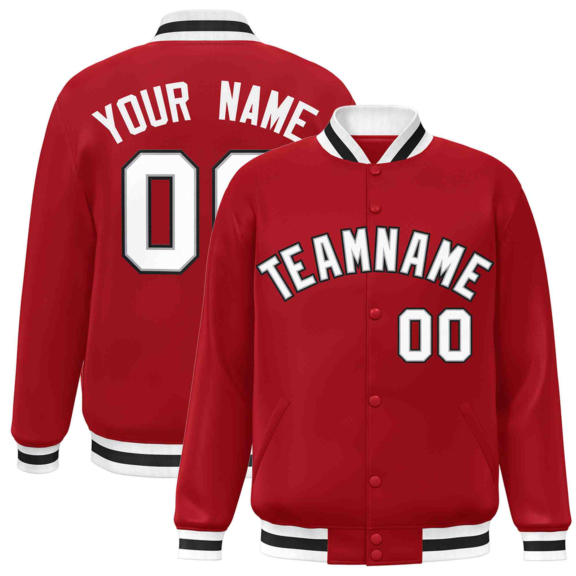 Custom White Black-Gray Classic Style Varsity Full-Snap Letterman Jacket | KXKSHOP
