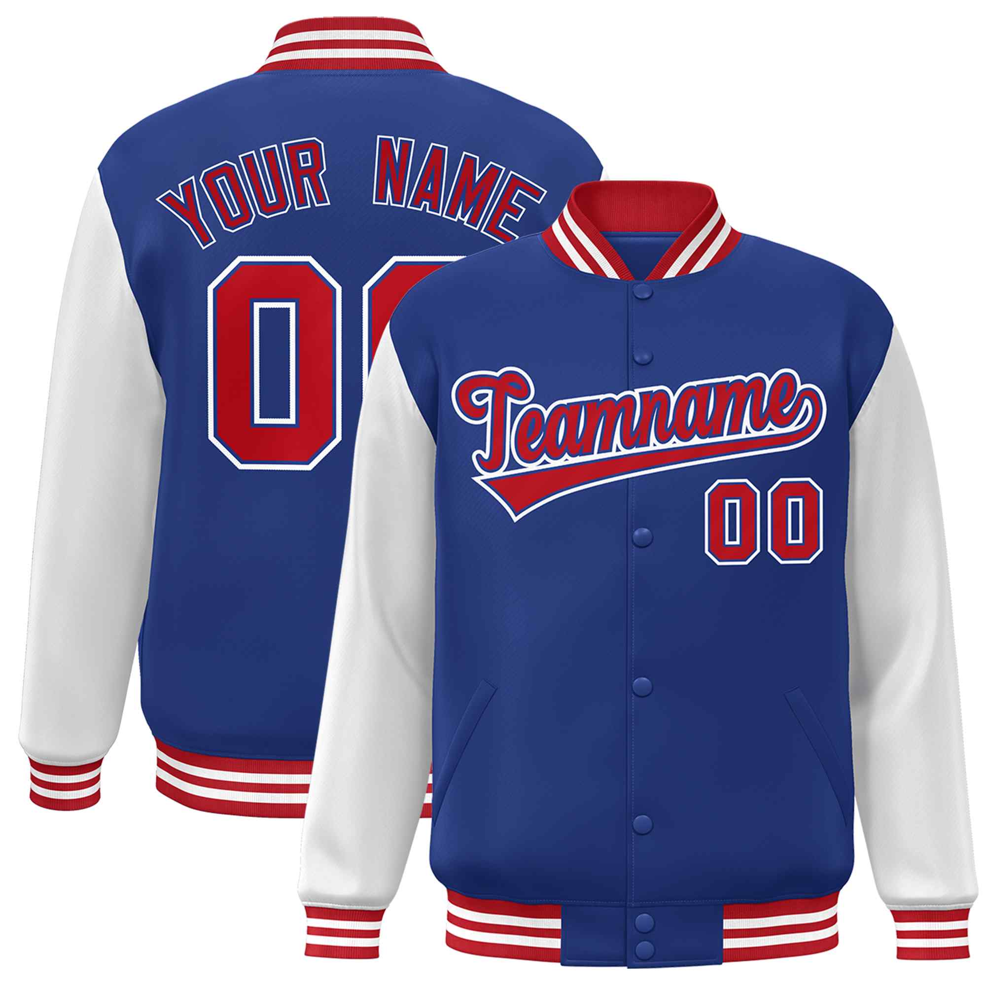 Custom Green White Raglan Sleeves Varsity Full-Snap Letterman Jacket | KXKSHOP