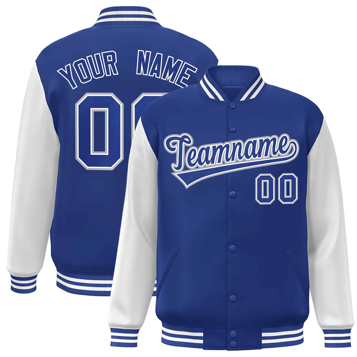 Custom Green White Raglan Sleeves Varsity Full-Snap Letterman Jacket | KXKSHOP