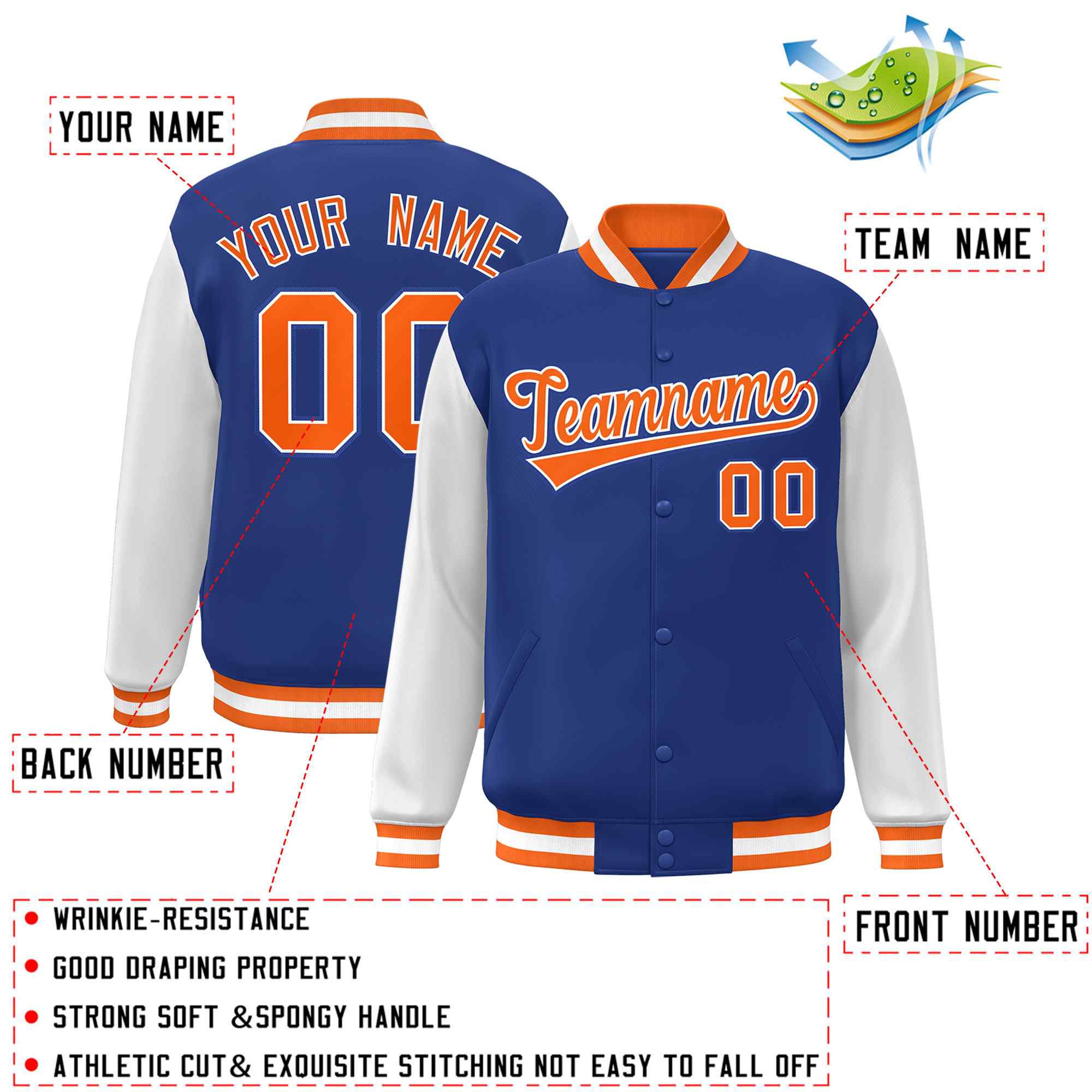 Custom Green White Raglan Sleeves Varsity Full-Snap Letterman Jacket | KXKSHOP