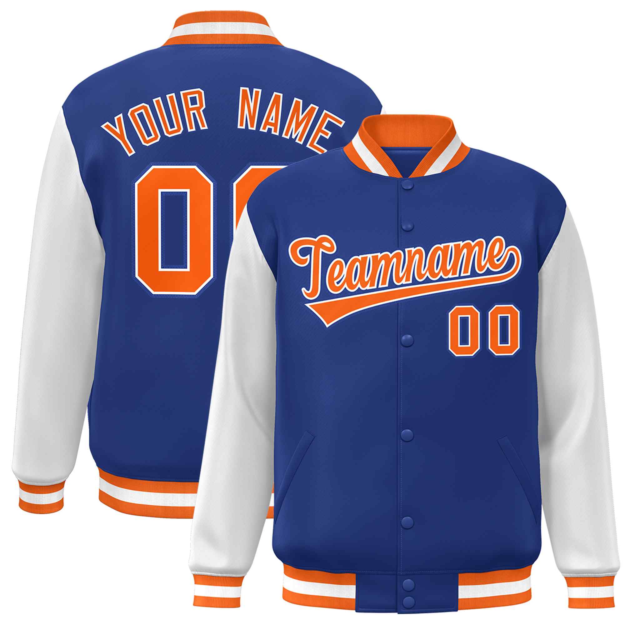 Custom Green White Raglan Sleeves Varsity Full-Snap Letterman Jacket | KXKSHOP