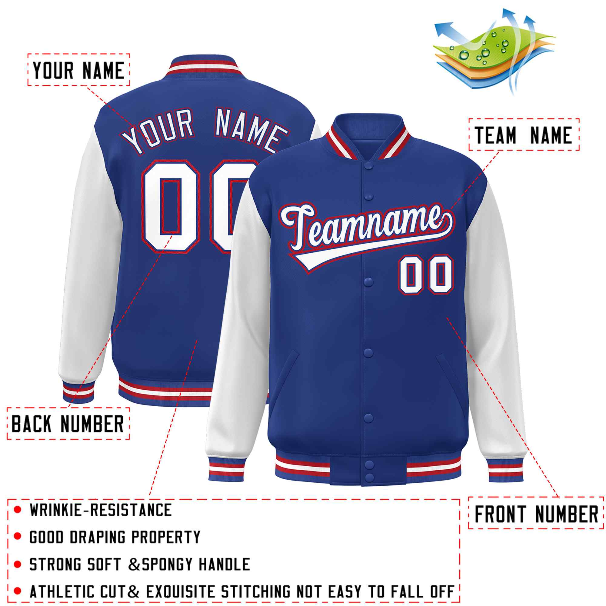 Custom Green White Raglan Sleeves Varsity Full-Snap Letterman Jacket | KXKSHOP