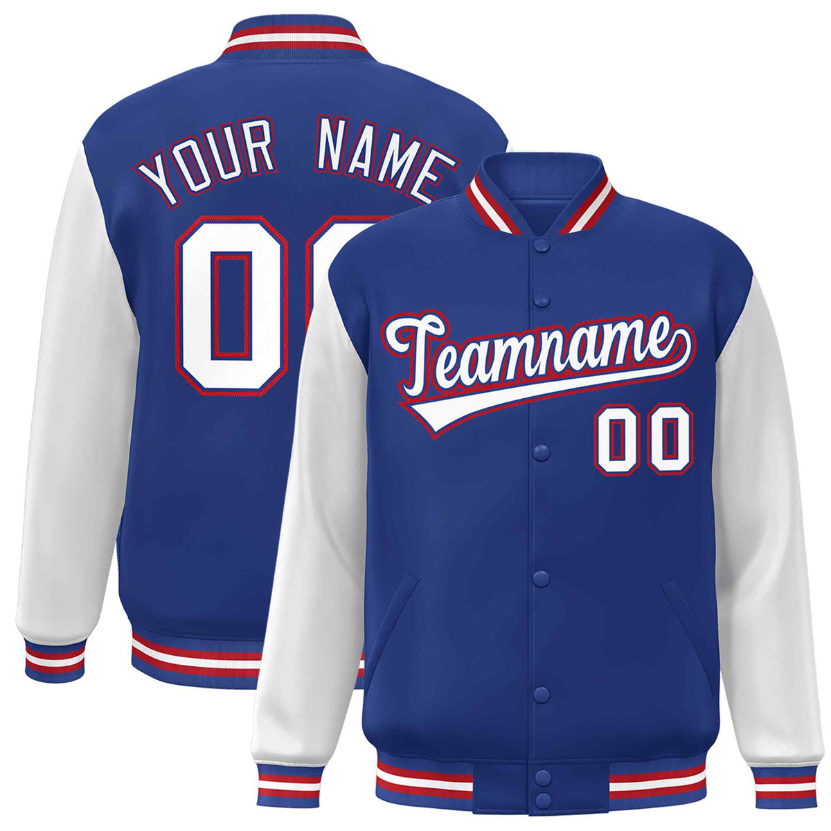 Custom Green White Raglan Sleeves Varsity Full-Snap Letterman Jacket | KXKSHOP