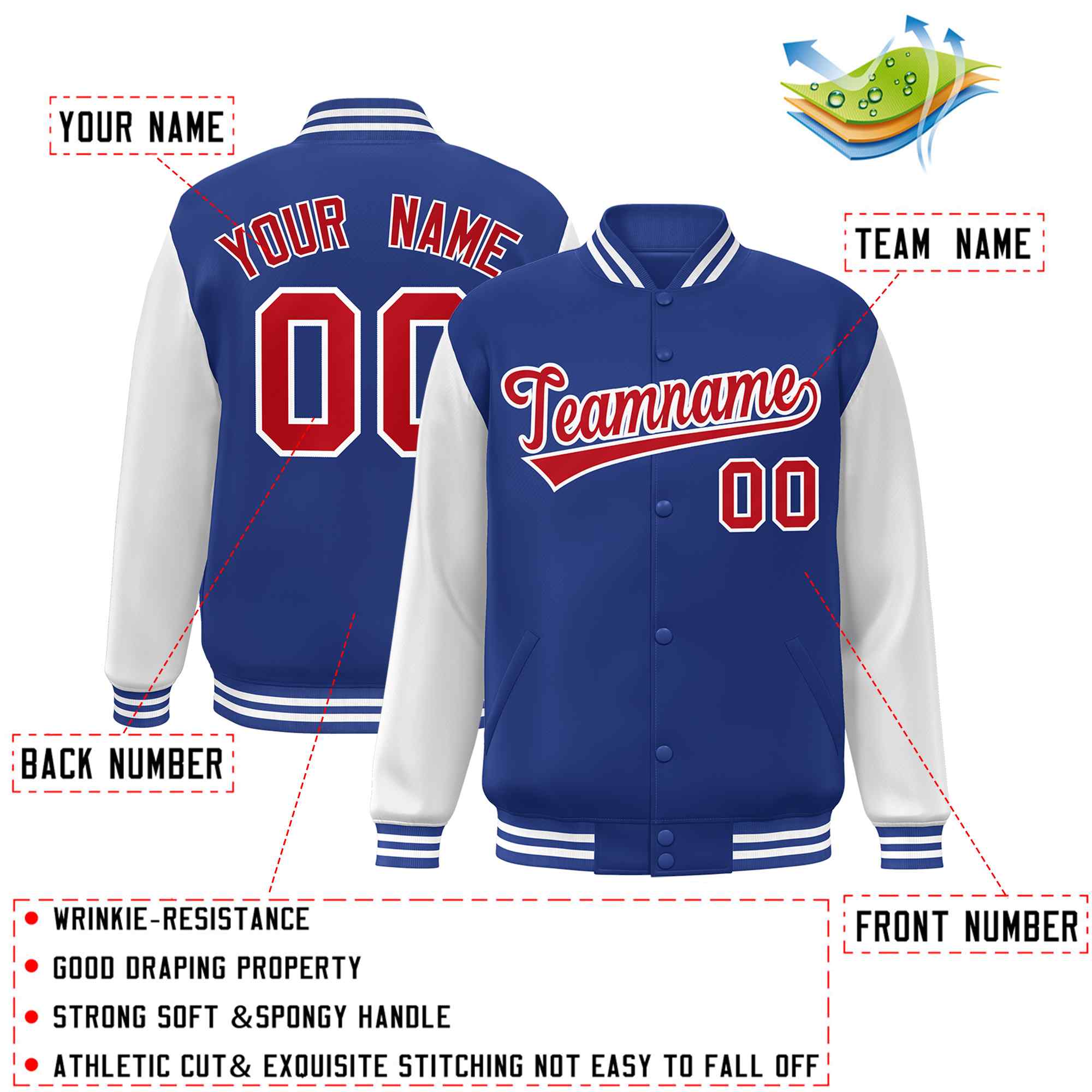 Custom Green White Raglan Sleeves Varsity Full-Snap Letterman Jacket | KXKSHOP