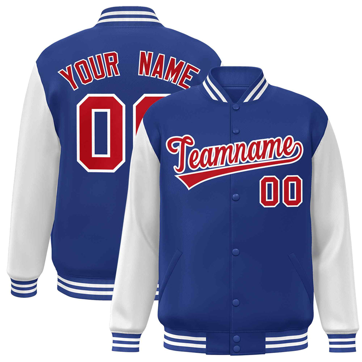 Custom Green White Raglan Sleeves Varsity Full-Snap Letterman Jacket | KXKSHOP