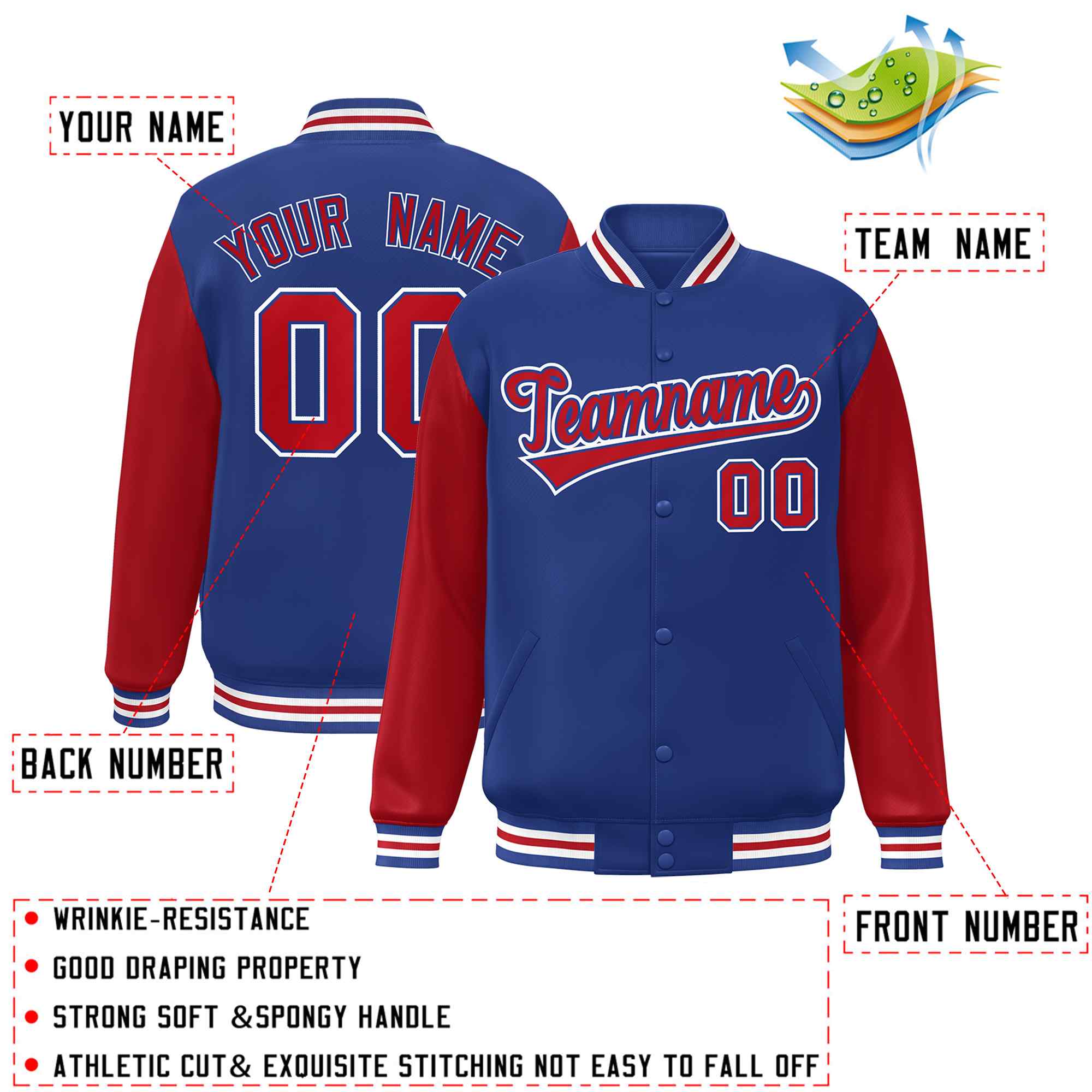 Custom Green White Raglan Sleeves Varsity Full-Snap Letterman Jacket | KXKSHOP