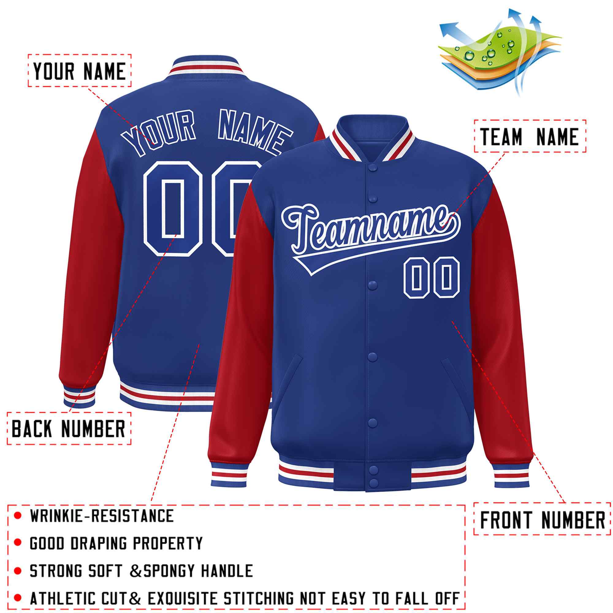 Custom Green White Raglan Sleeves Varsity Full-Snap Letterman Jacket | KXKSHOP