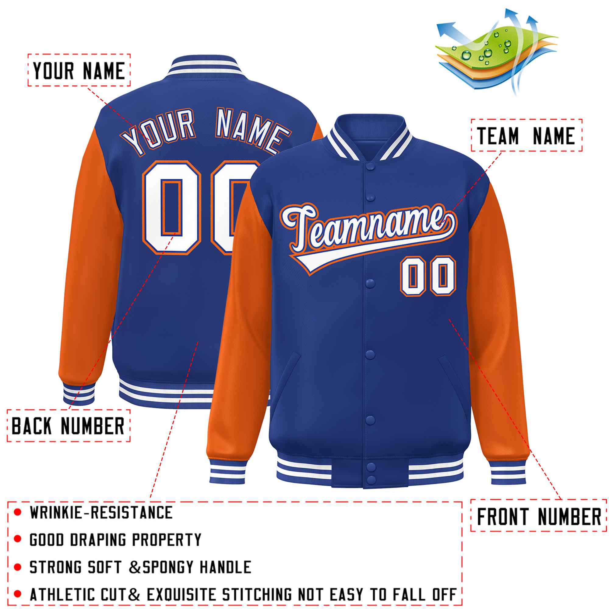 Custom Green White Raglan Sleeves Varsity Full-Snap Letterman Jacket | KXKSHOP