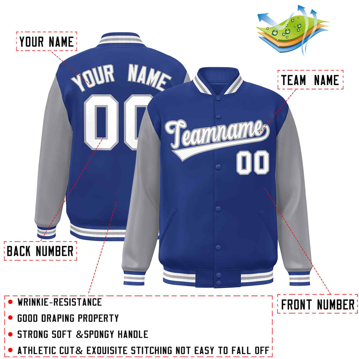 Custom Green White Raglan Sleeves Varsity Full-Snap Letterman Jacket | KXKSHOP