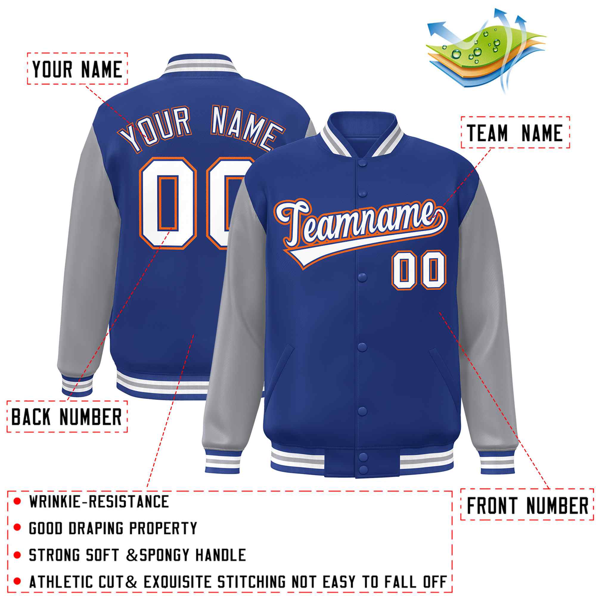 Custom Green White Raglan Sleeves Varsity Full-Snap Letterman Jacket | KXKSHOP