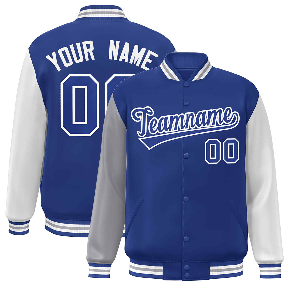 Custom Green White Raglan Sleeves Varsity Full-Snap Letterman Jacket | KXKSHOP