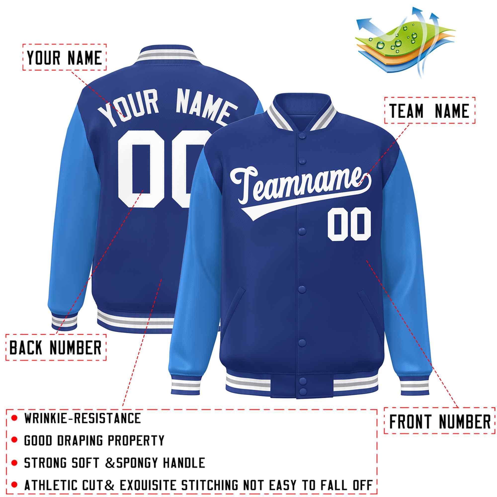 Custom Green White Raglan Sleeves Varsity Full-Snap Letterman Jacket | KXKSHOP