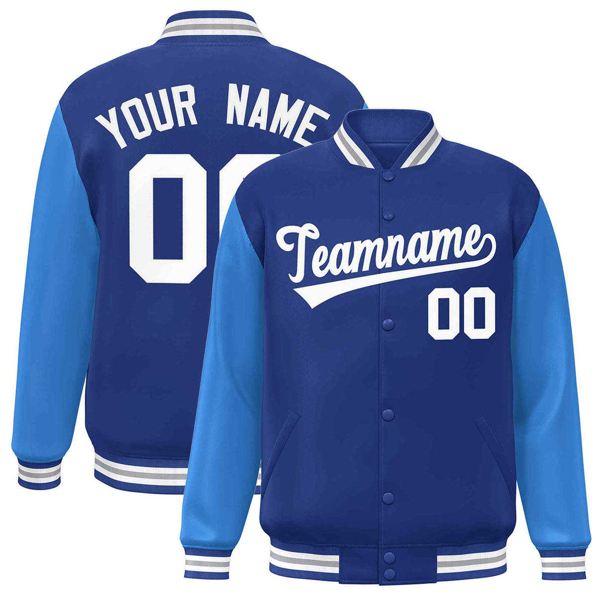 Custom Green White Raglan Sleeves Varsity Full-Snap Letterman Jacket | KXKSHOP