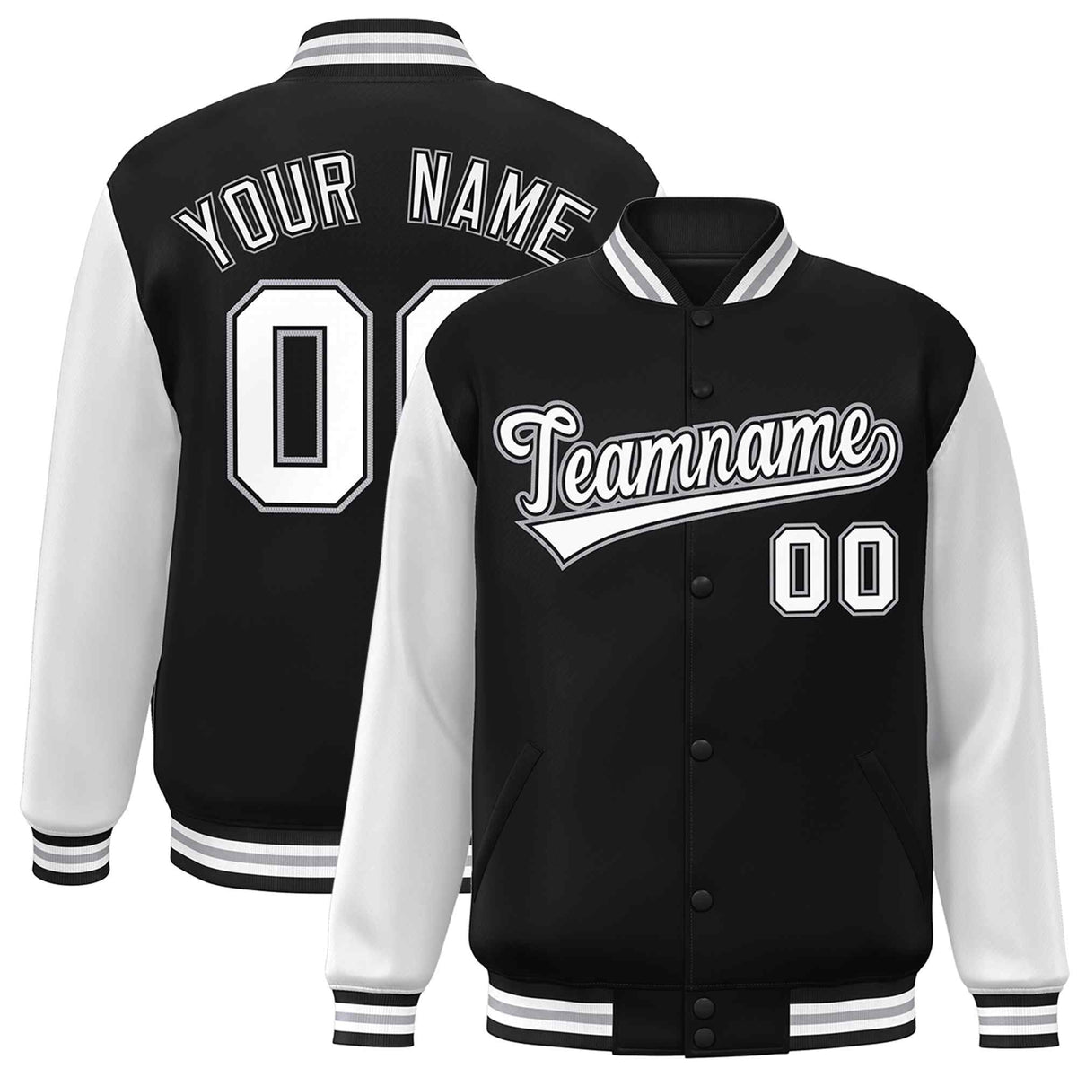 Custom Green White Raglan Sleeves Varsity Full-Snap Letterman Jacket | KXKSHOP