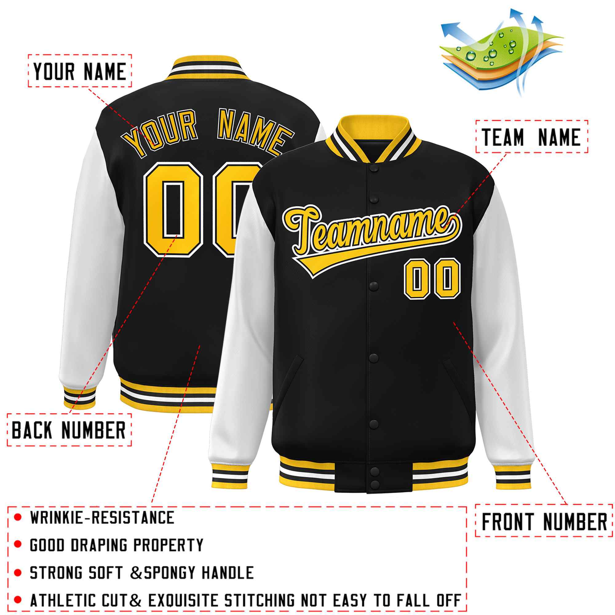 Custom Green White Raglan Sleeves Varsity Full-Snap Letterman Jacket | KXKSHOP