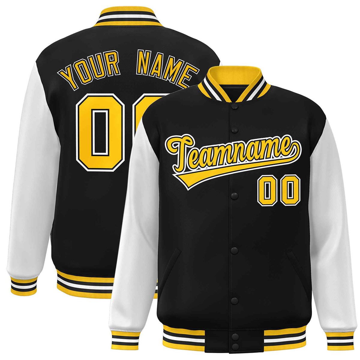 Custom Green White Raglan Sleeves Varsity Full-Snap Letterman Jacket | KXKSHOP