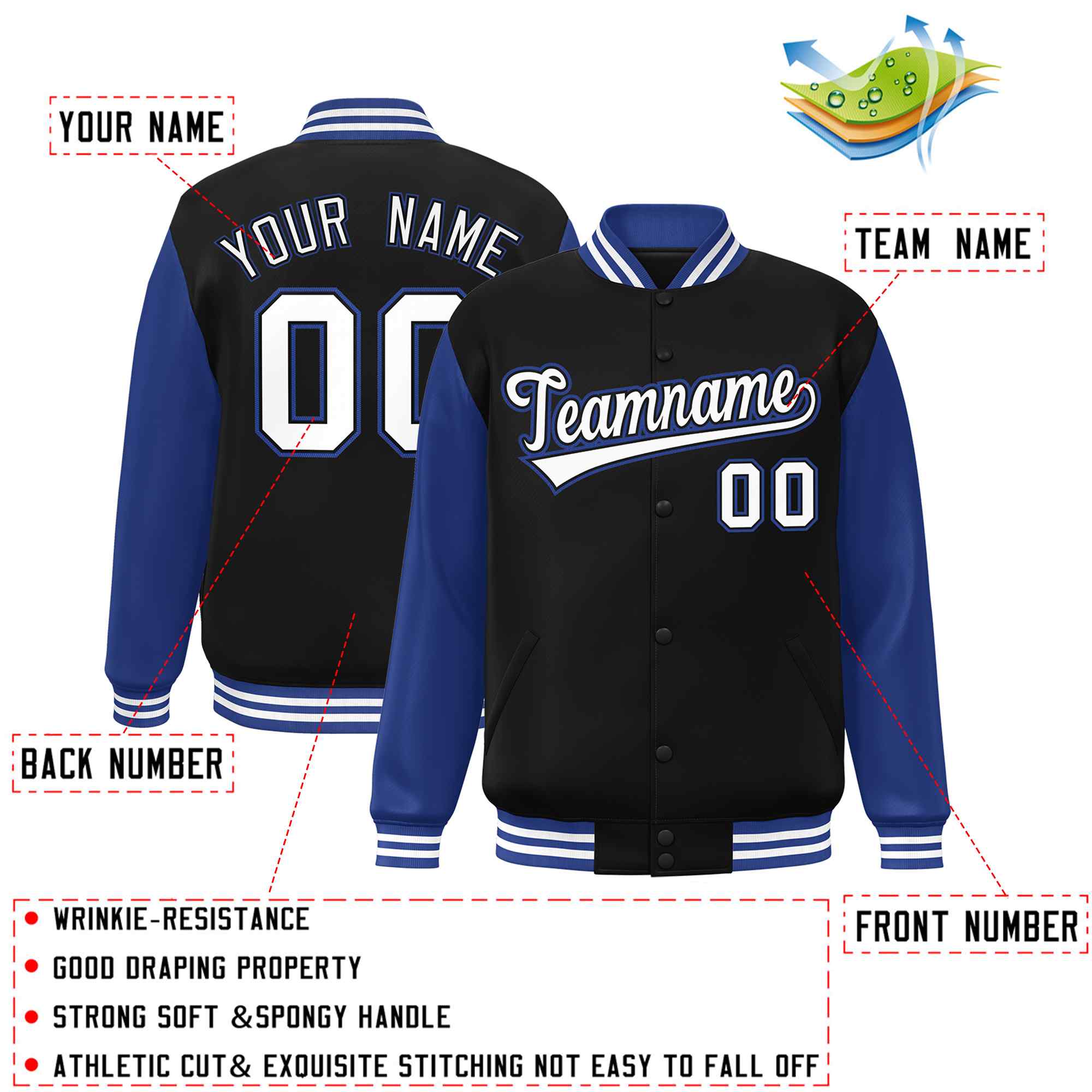 Custom Green White Raglan Sleeves Varsity Full-Snap Letterman Jacket | KXKSHOP