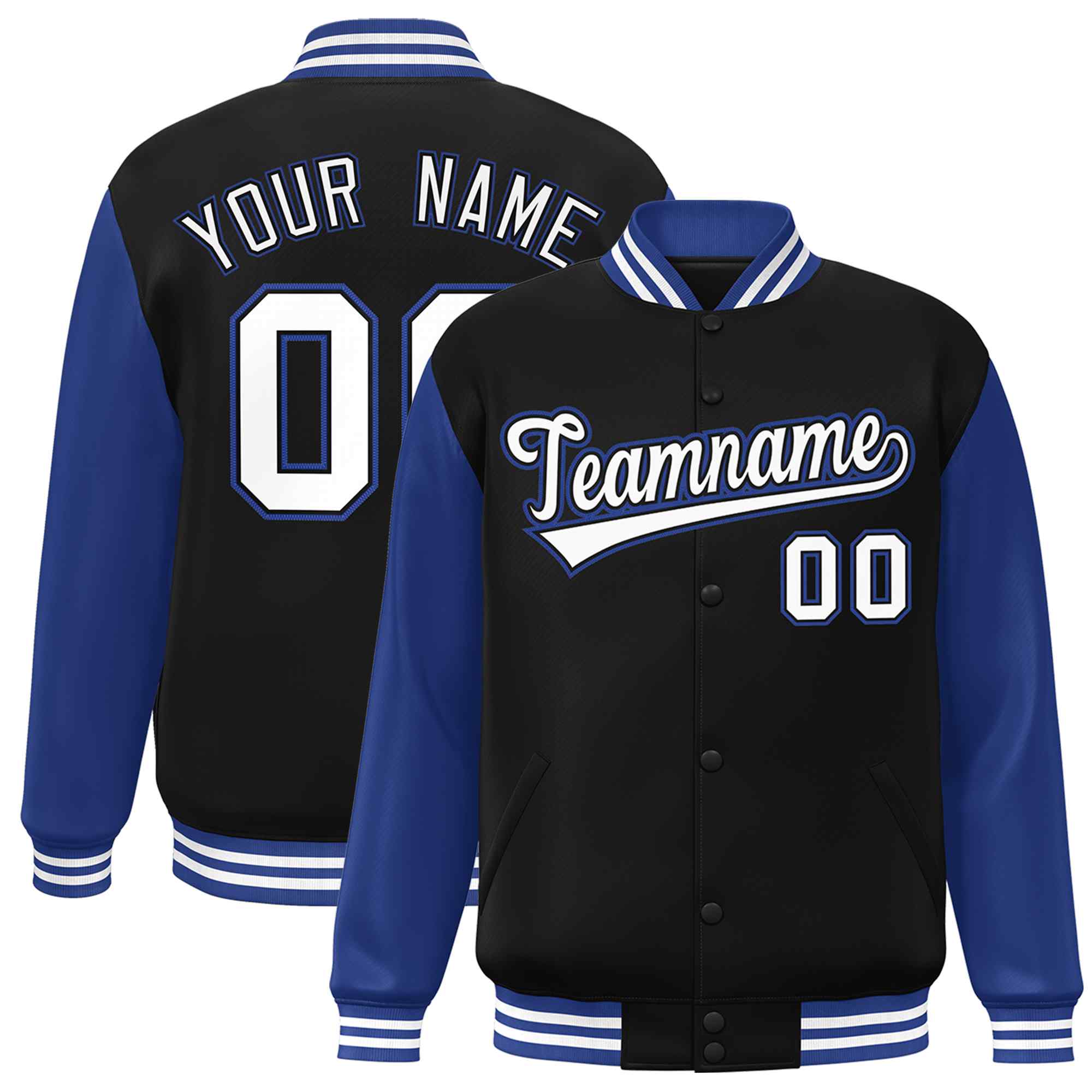 Custom Green White Raglan Sleeves Varsity Full-Snap Letterman Jacket | KXKSHOP