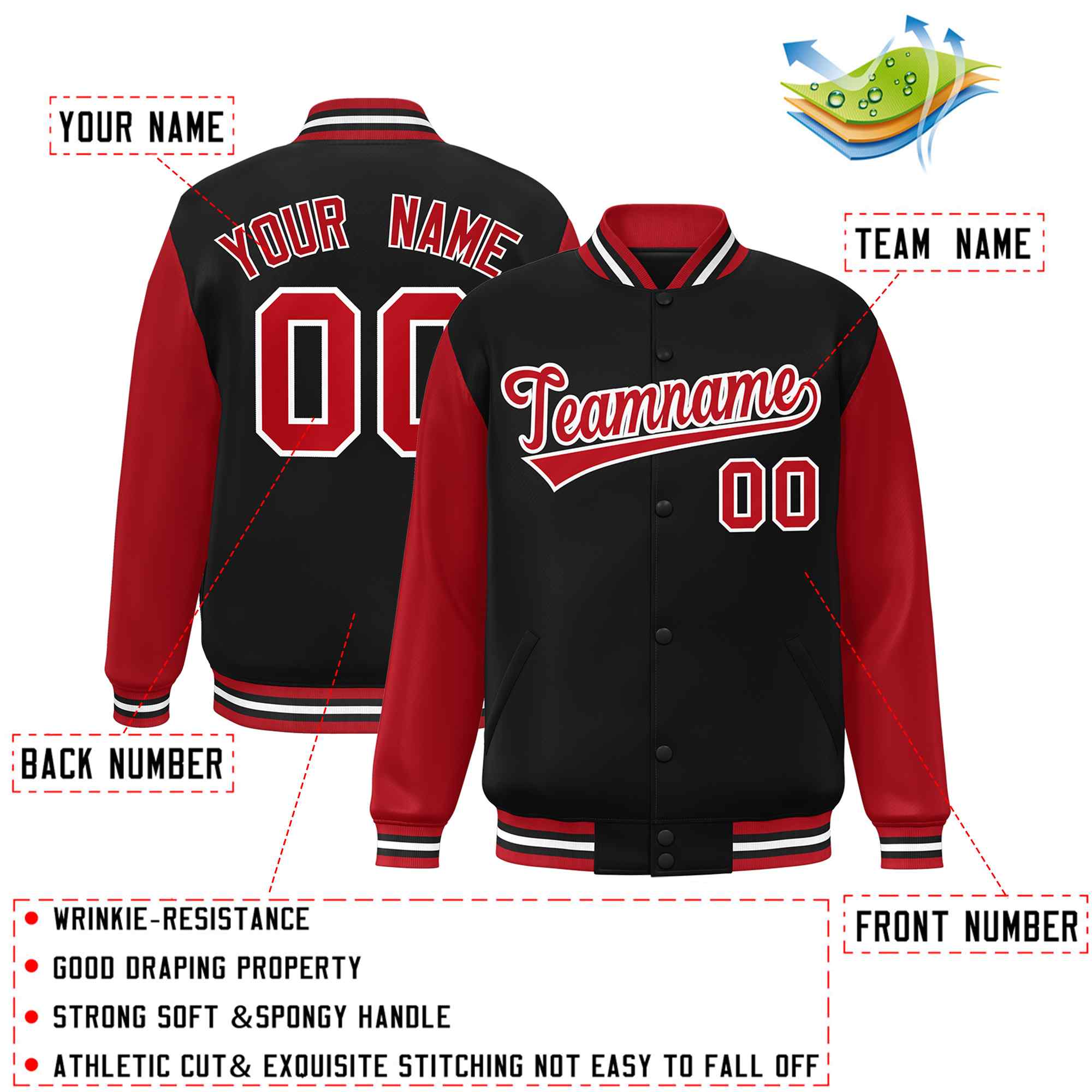 Custom Green White Raglan Sleeves Varsity Full-Snap Letterman Jacket | KXKSHOP