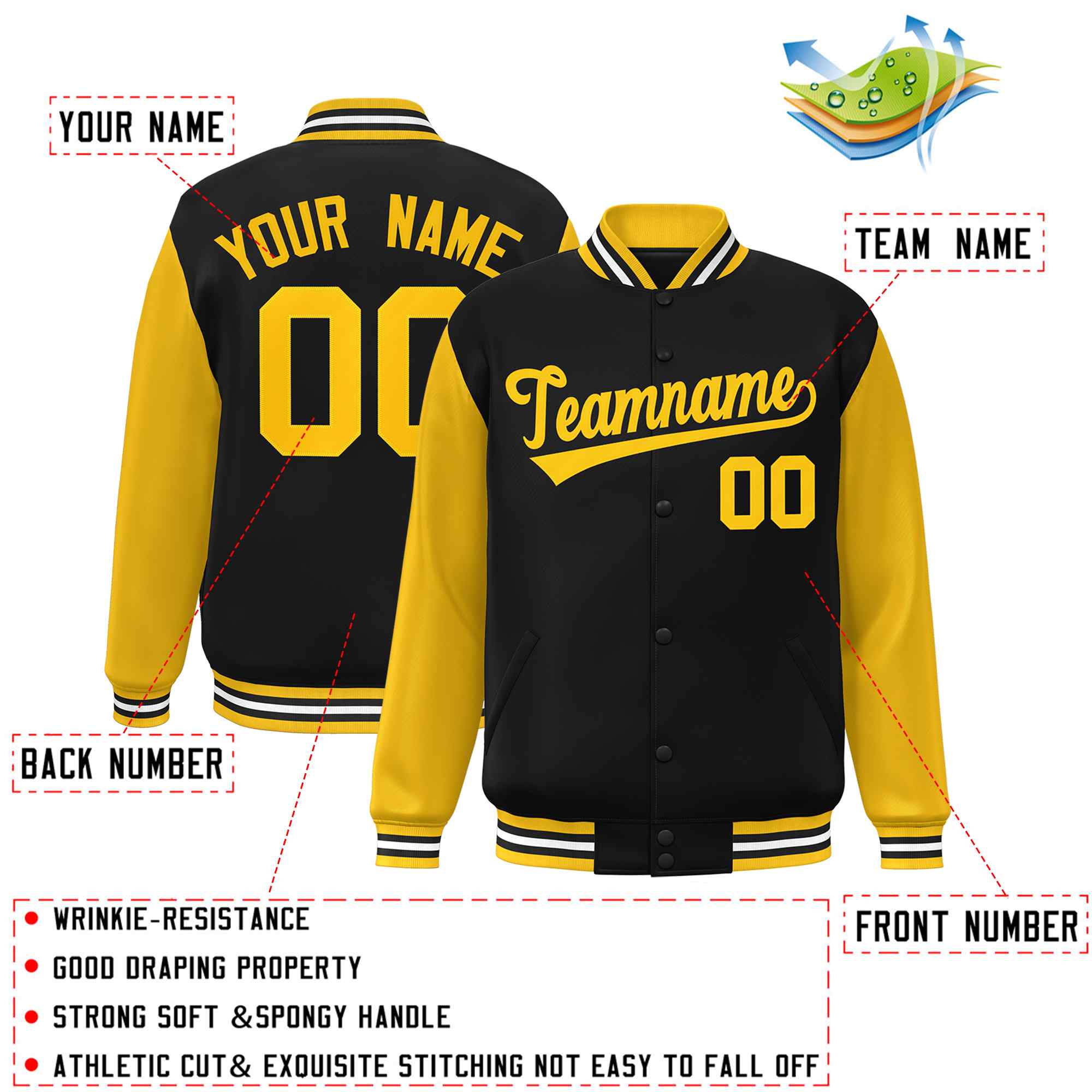 Custom Green White Raglan Sleeves Varsity Full-Snap Letterman Jacket | KXKSHOP