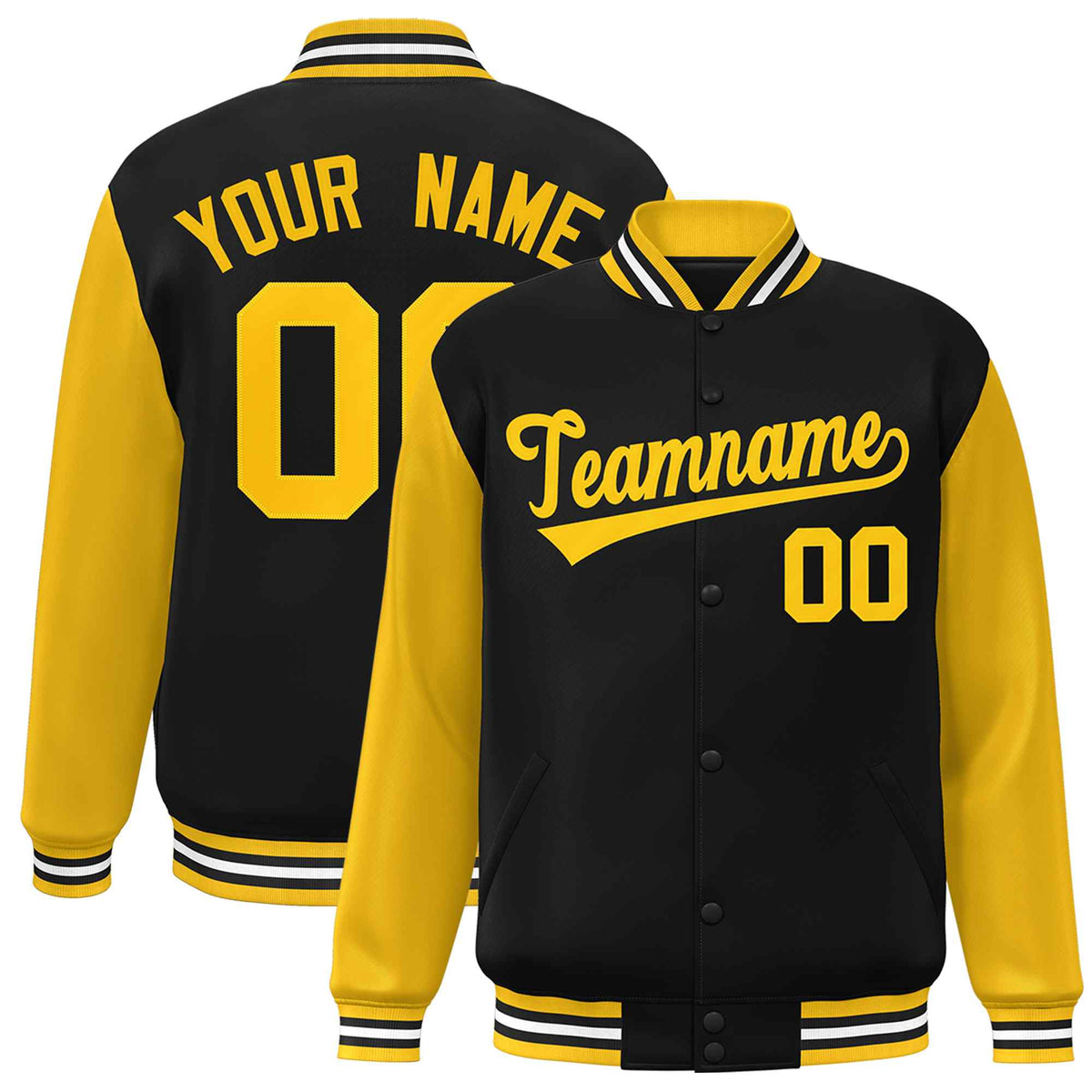 Custom Green White Raglan Sleeves Varsity Full-Snap Letterman Jacket | KXKSHOP