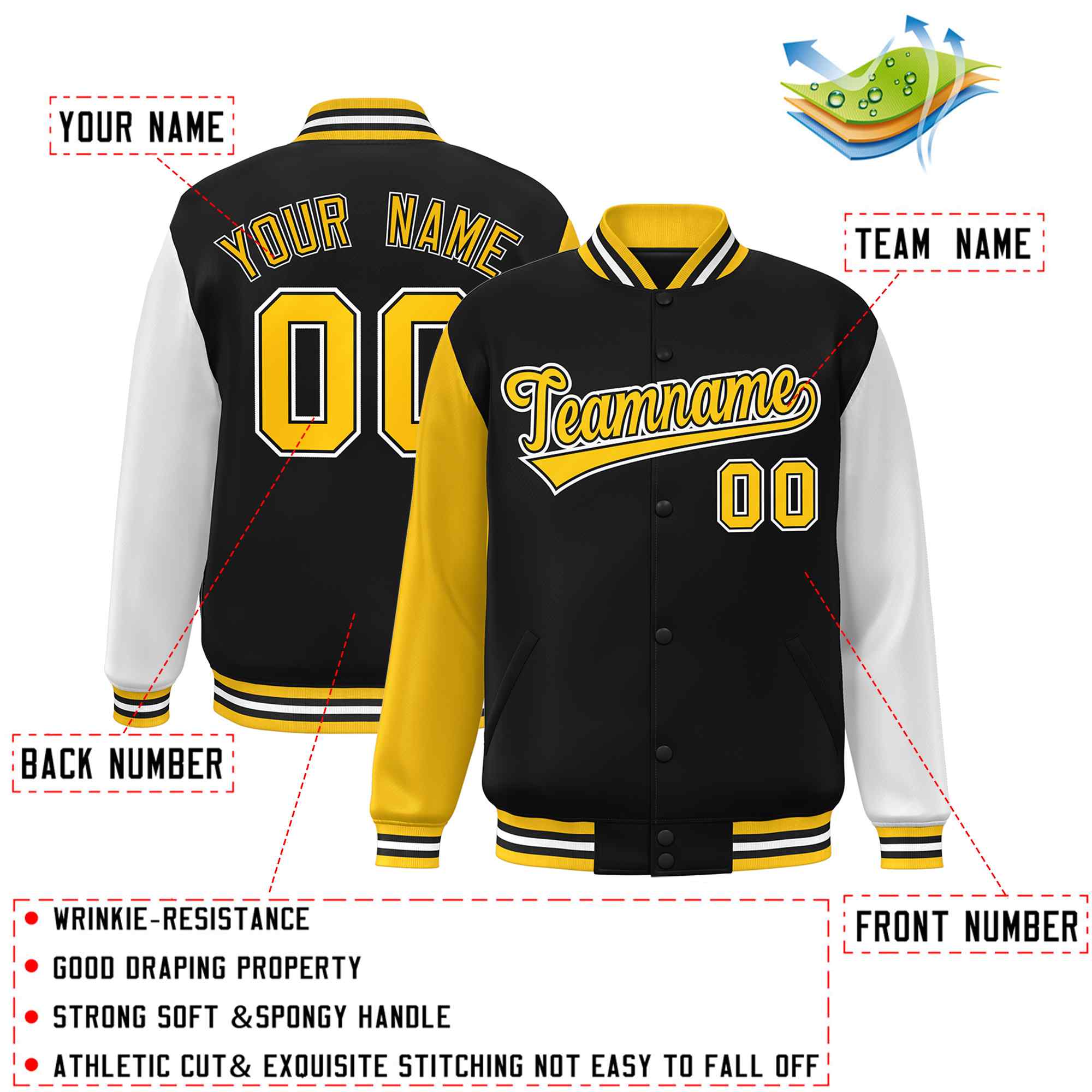 Custom Green White Raglan Sleeves Varsity Full-Snap Letterman Jacket | KXKSHOP