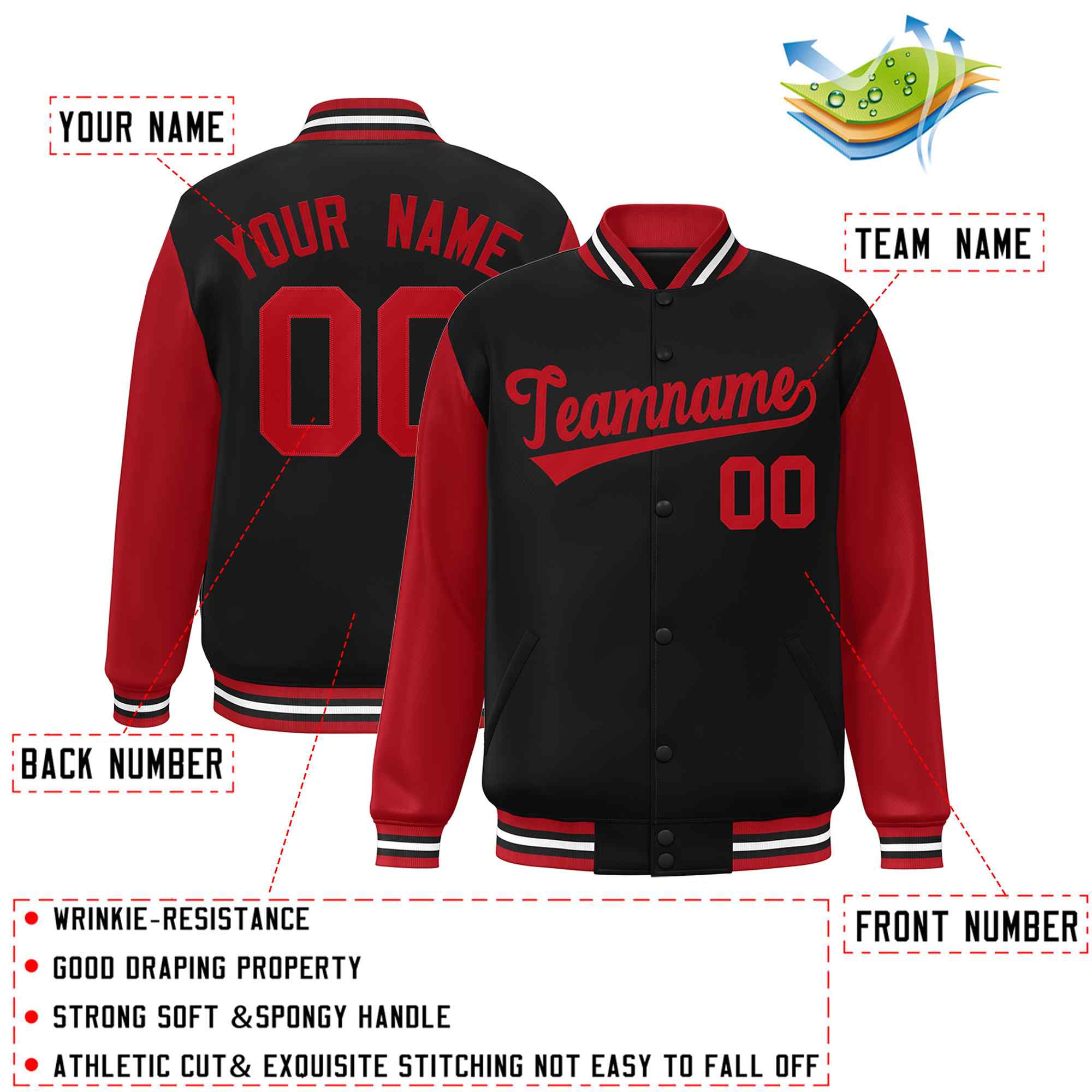 Custom Green White Raglan Sleeves Varsity Full-Snap Letterman Jacket | KXKSHOP