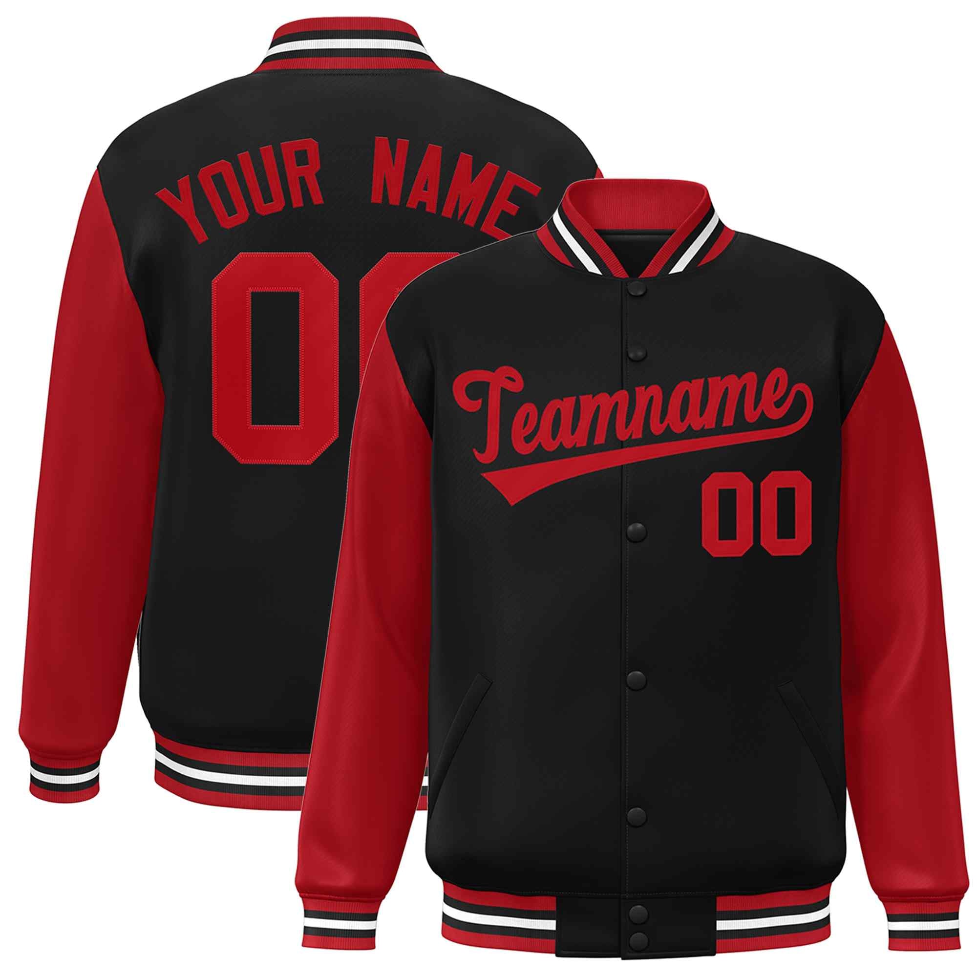 Custom Green White Raglan Sleeves Varsity Full-Snap Letterman Jacket | KXKSHOP