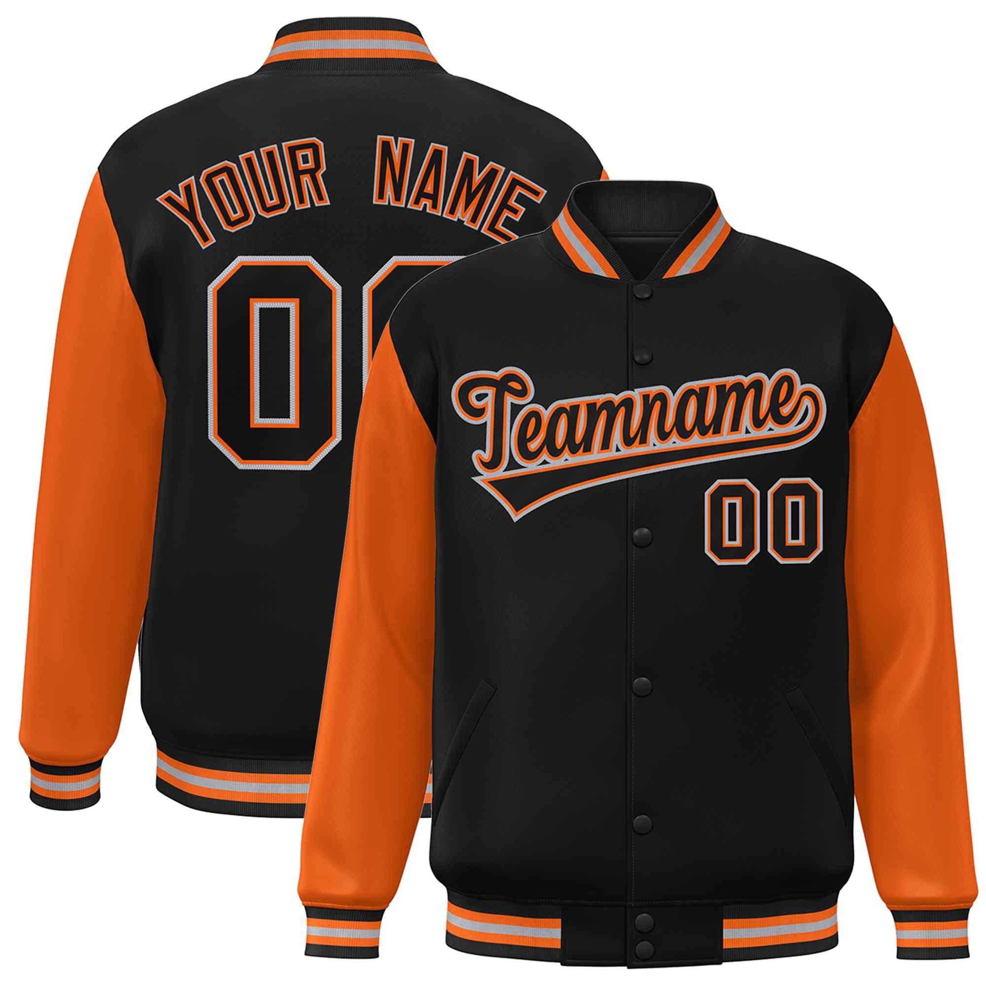 Custom Green White Raglan Sleeves Varsity Full-Snap Letterman Jacket | KXKSHOP