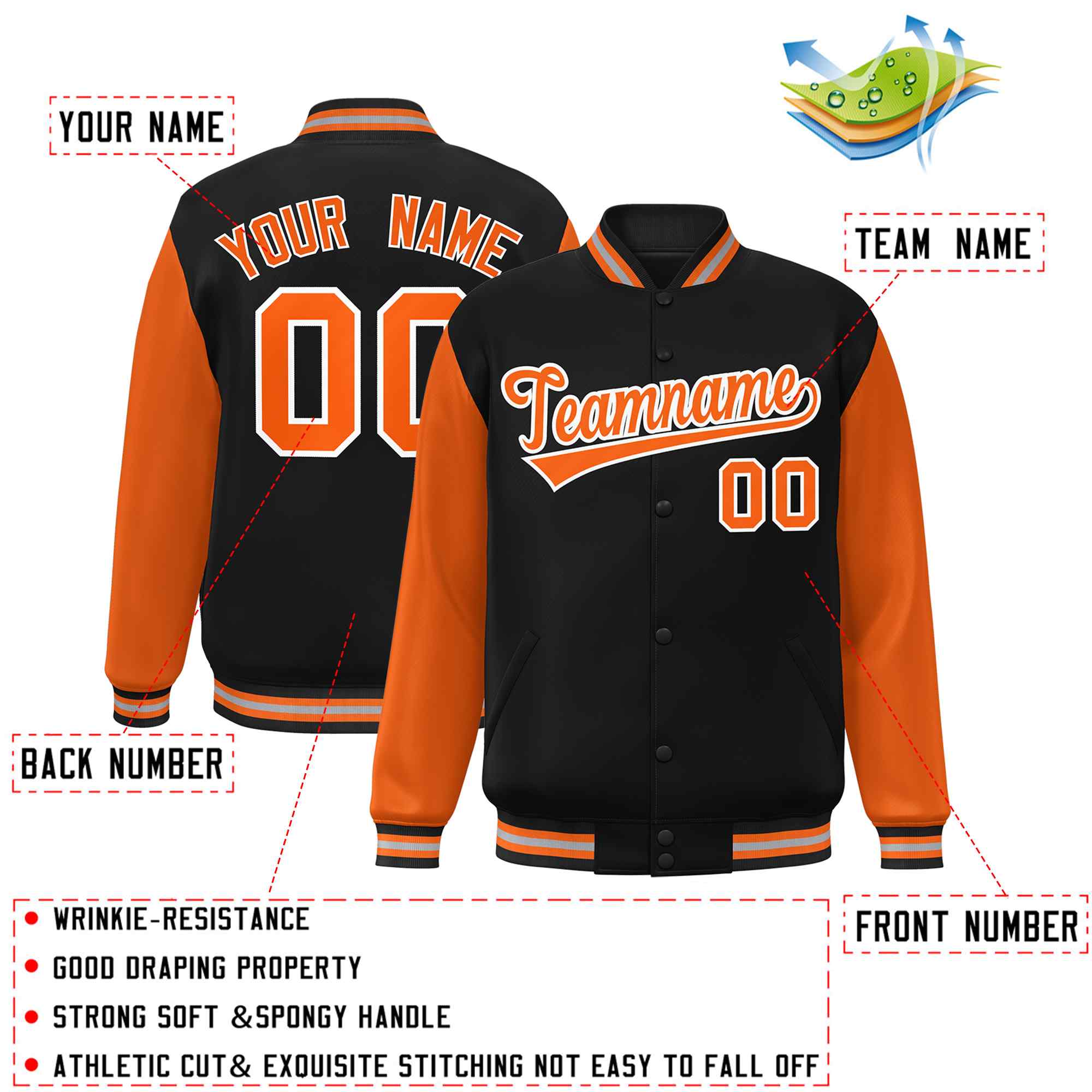 Custom Green White Raglan Sleeves Varsity Full-Snap Letterman Jacket | KXKSHOP
