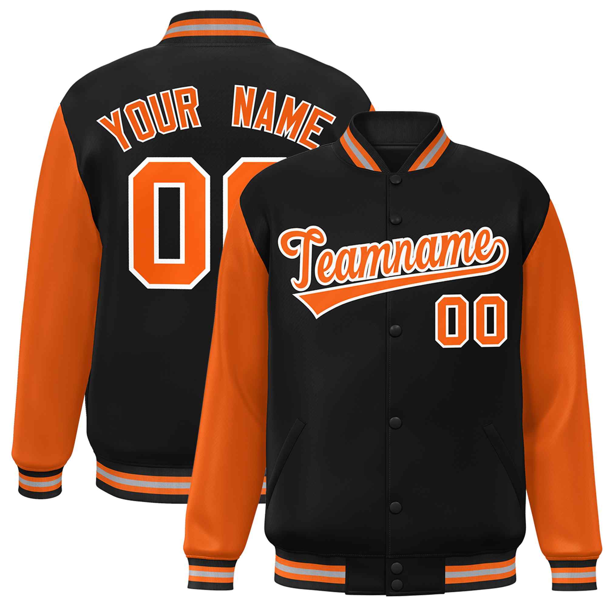 Custom Green White Raglan Sleeves Varsity Full-Snap Letterman Jacket | KXKSHOP