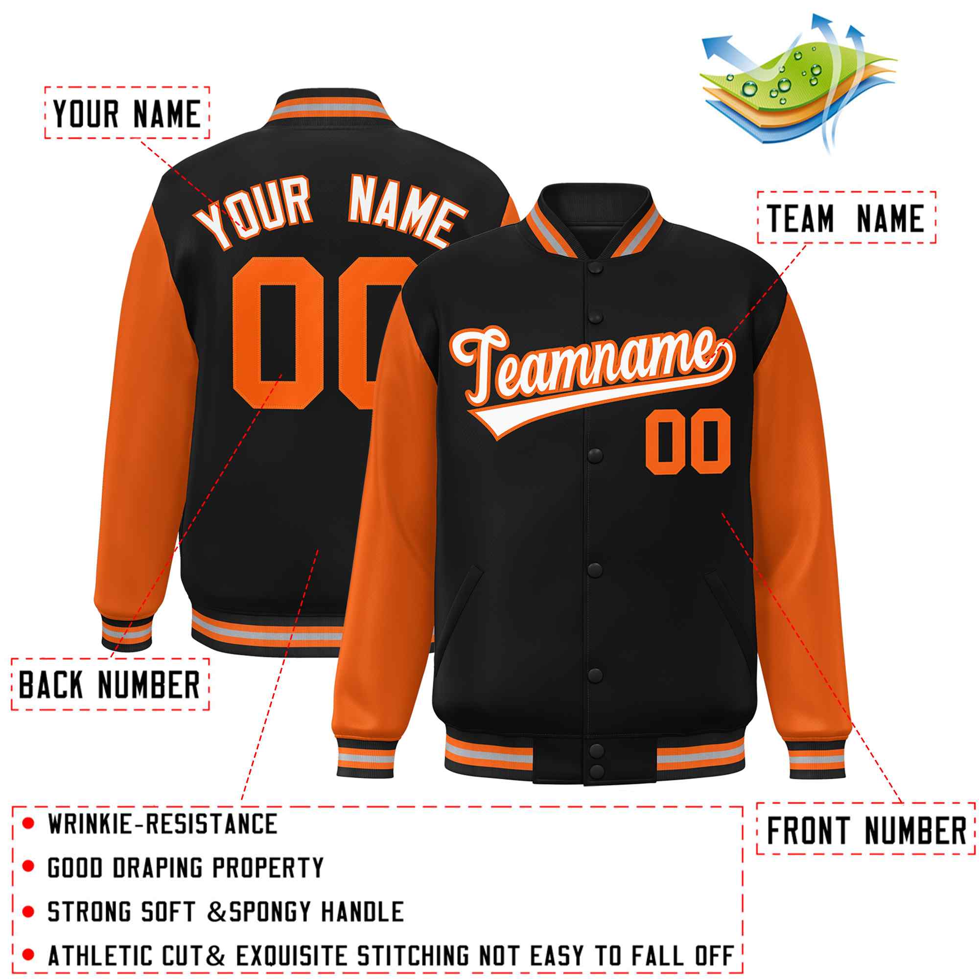 Custom Green White Raglan Sleeves Varsity Full-Snap Letterman Jacket | KXKSHOP
