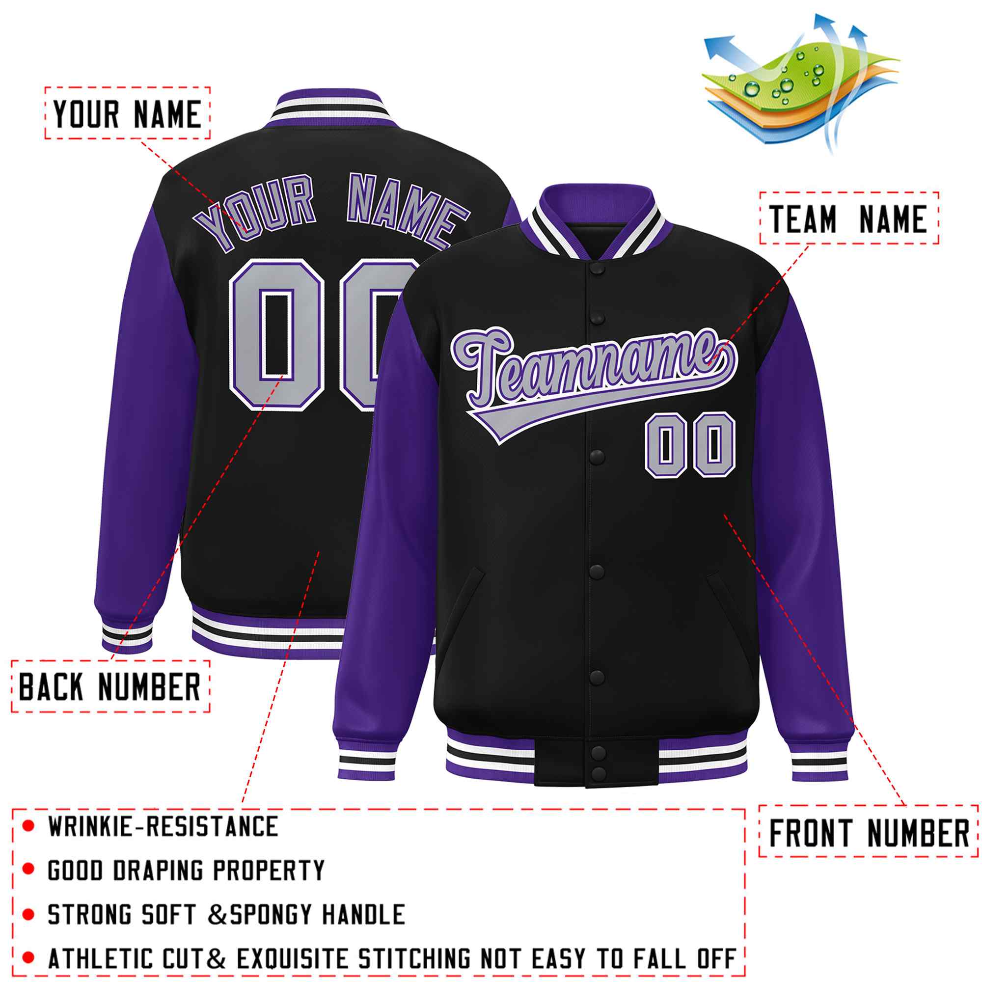 Custom Green White Raglan Sleeves Varsity Full-Snap Letterman Jacket | KXKSHOP