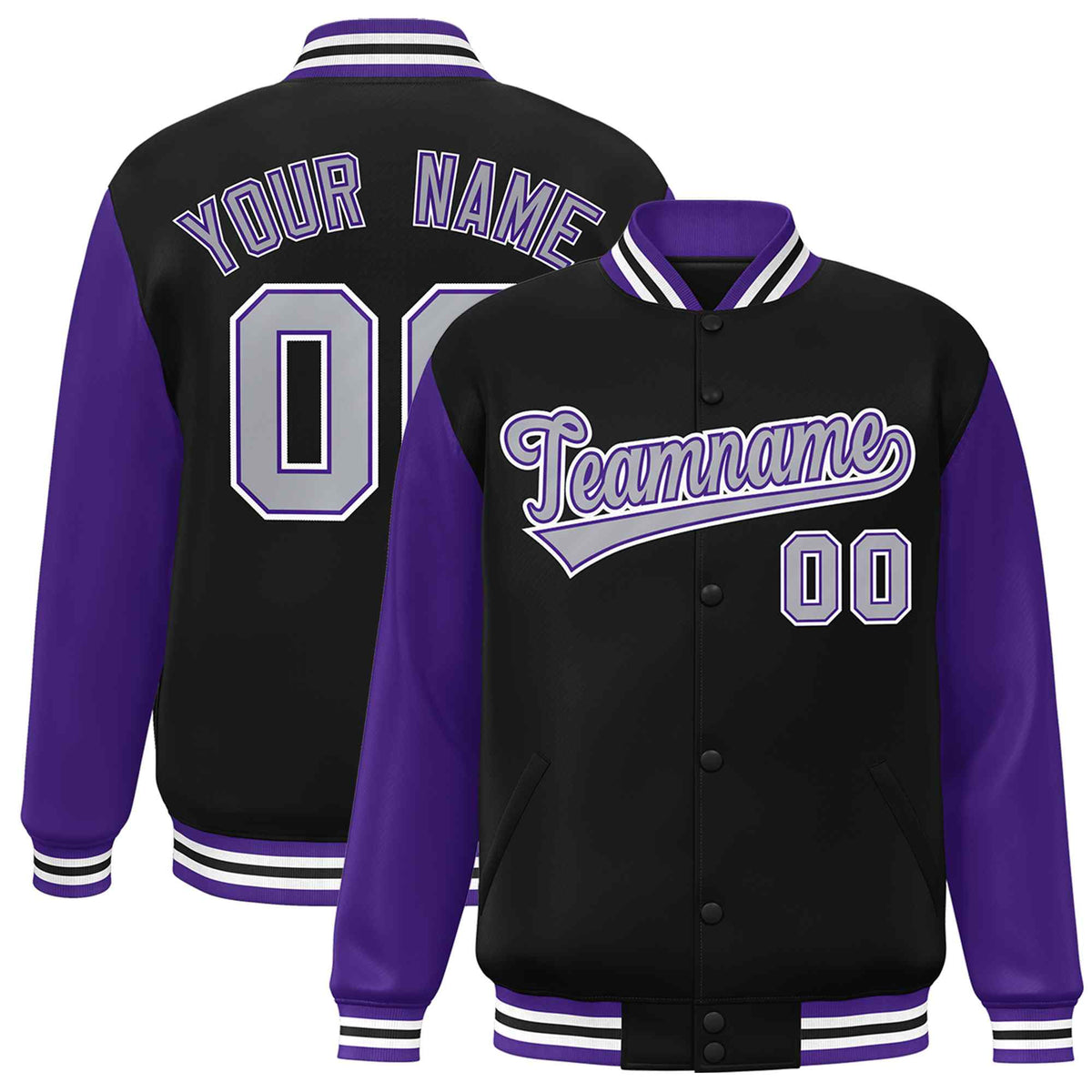 Custom Green White Raglan Sleeves Varsity Full-Snap Letterman Jacket | KXKSHOP