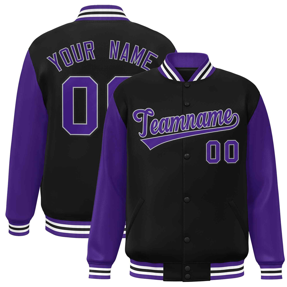 Custom Green White Raglan Sleeves Varsity Full-Snap Letterman Jacket | KXKSHOP