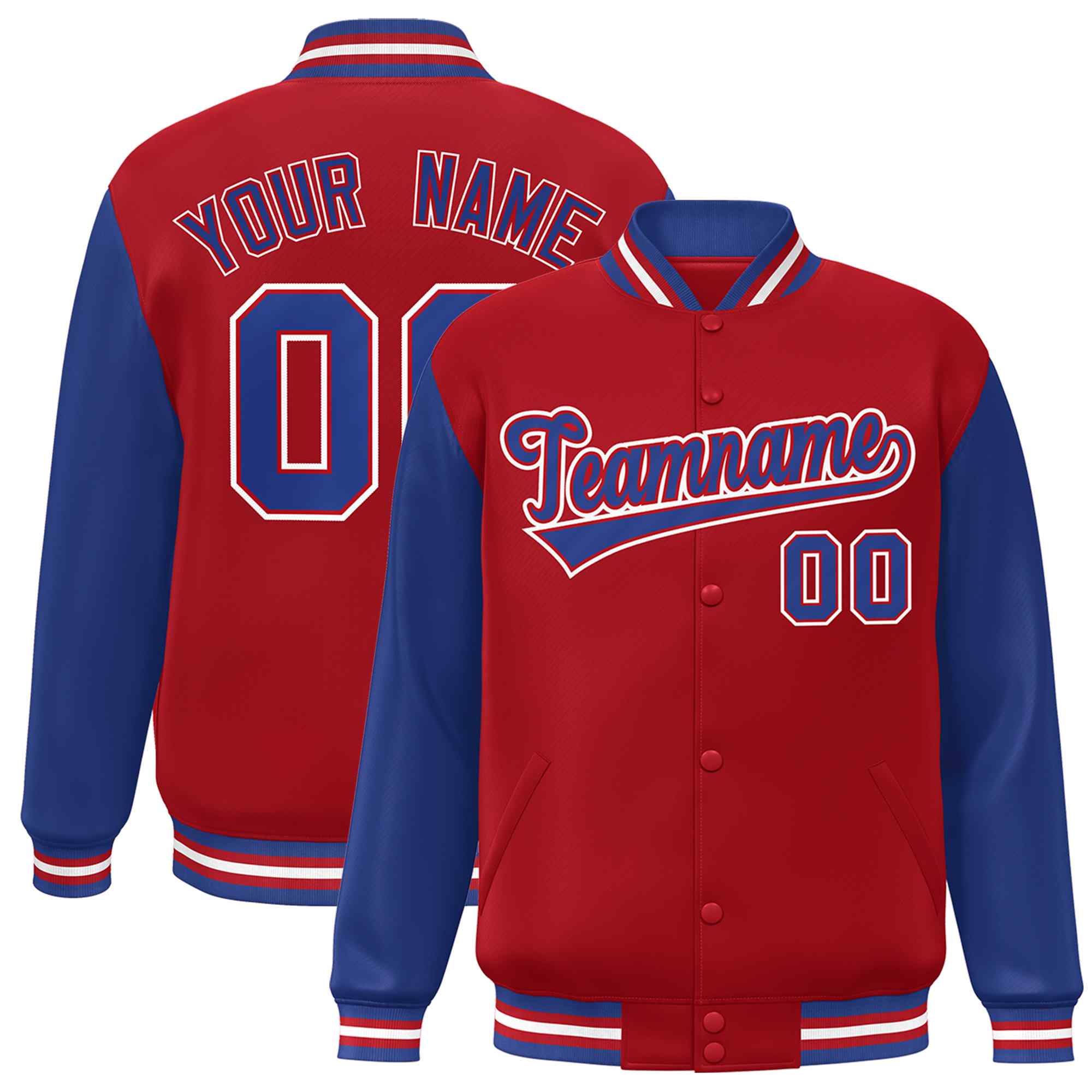 Custom Green White Raglan Sleeves Varsity Full-Snap Letterman Jacket | KXKSHOP