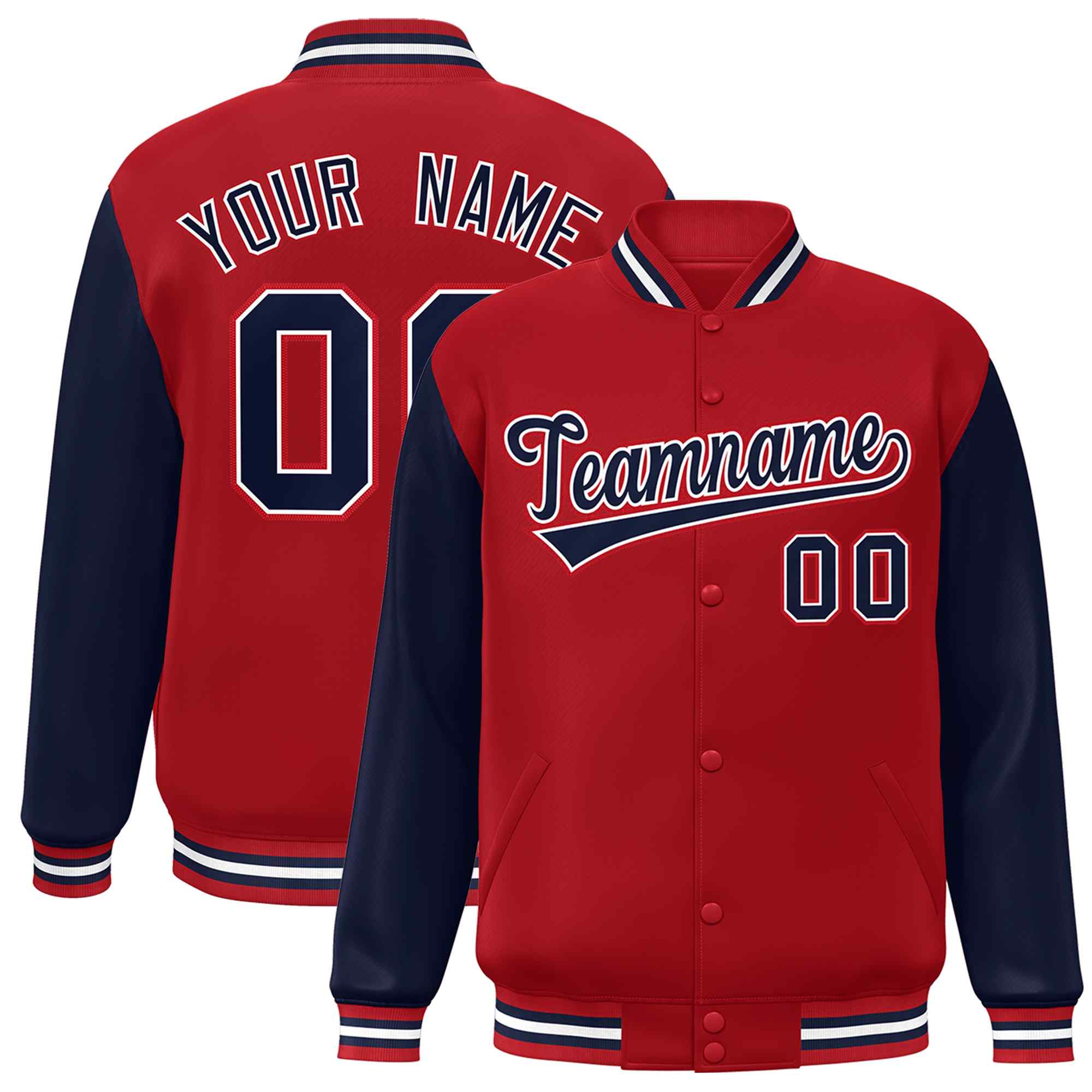 Custom Green White Raglan Sleeves Varsity Full-Snap Letterman Jacket | KXKSHOP
