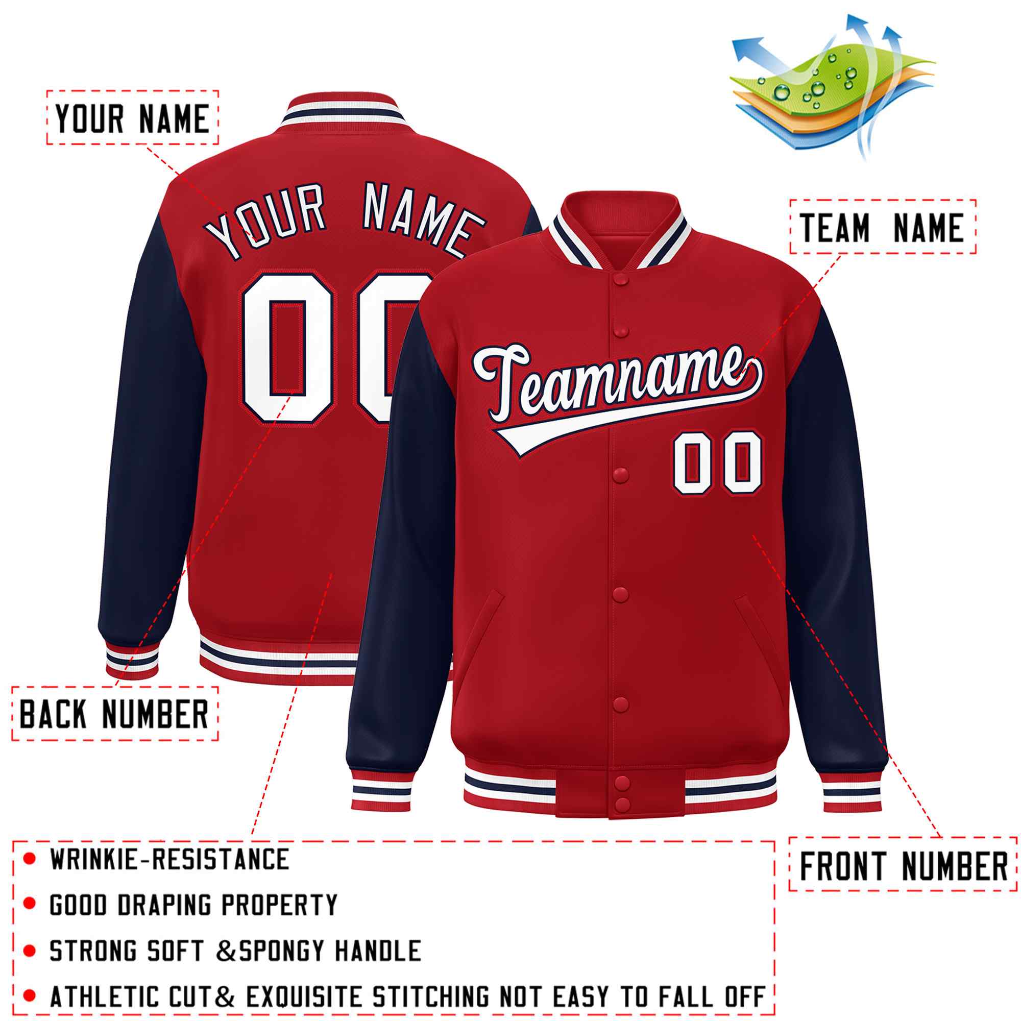 Custom Green White Raglan Sleeves Varsity Full-Snap Letterman Jacket | KXKSHOP